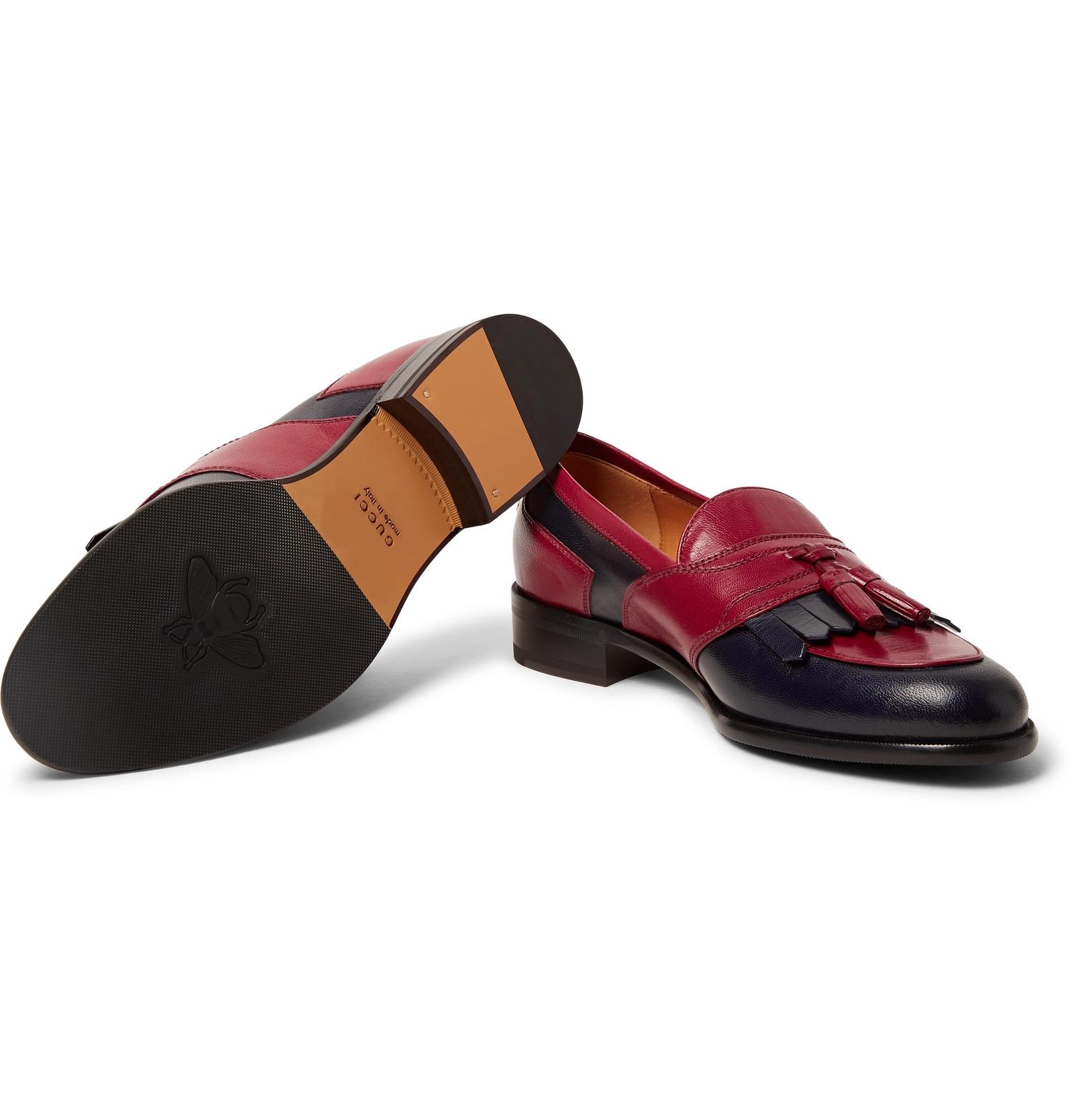 Gucci Curtis Two-tone Leather Tasselled Kiltie Loafers in Claret (Red) for Men - Lyst