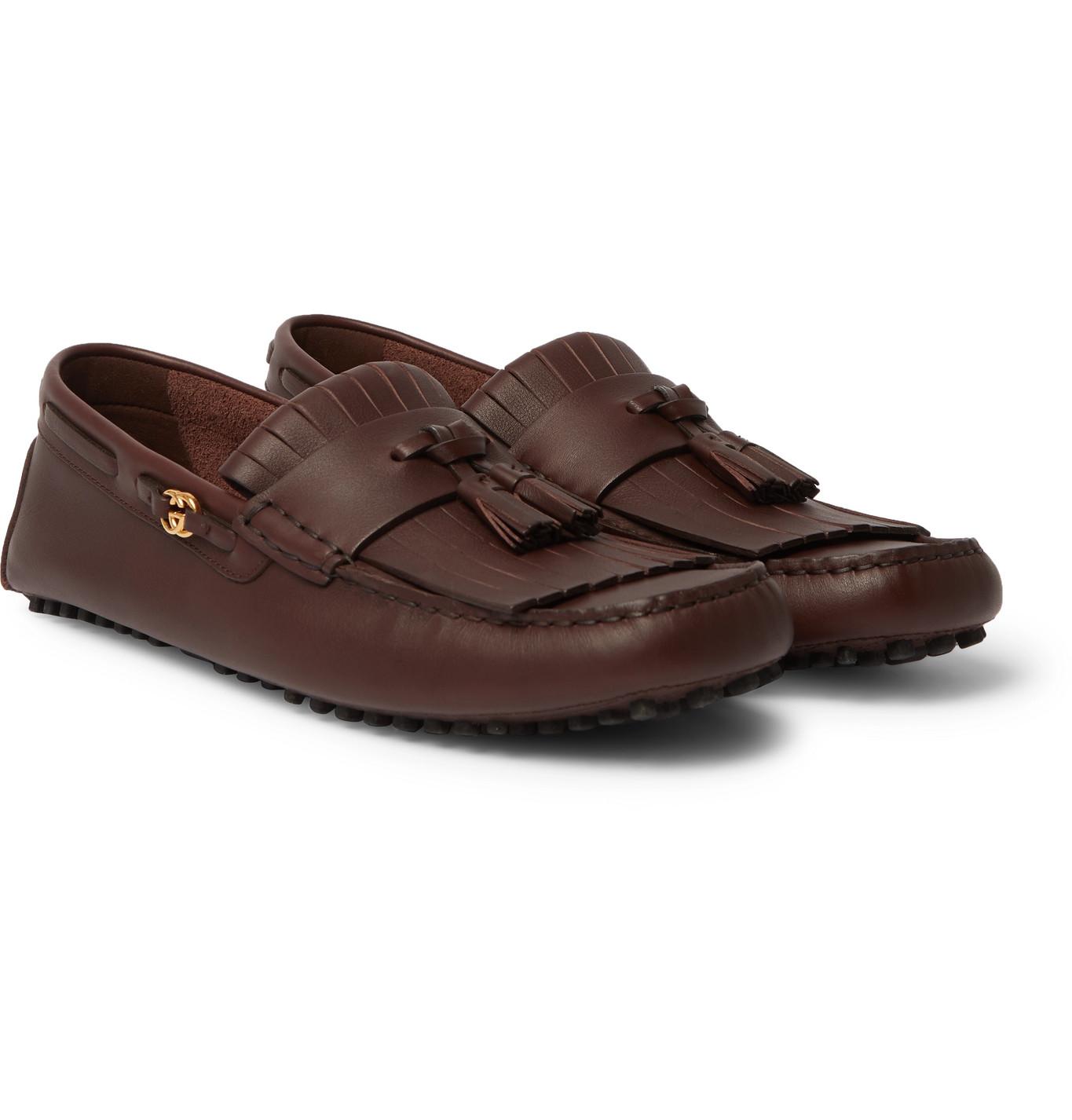 Gucci Ayrton Kilty Leather Tasselled Driving Shoes in Brown for Men Lyst