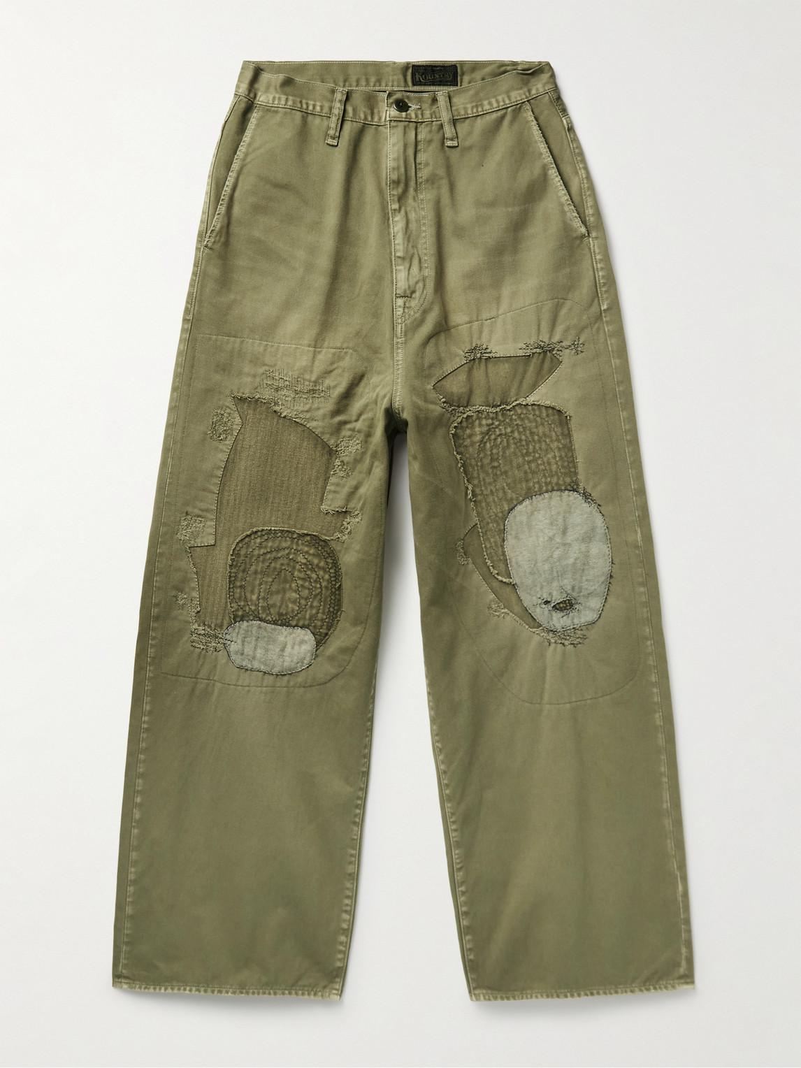 Kapital Katsuragi Port Wide-Leg Patchwork Distressed Cotton