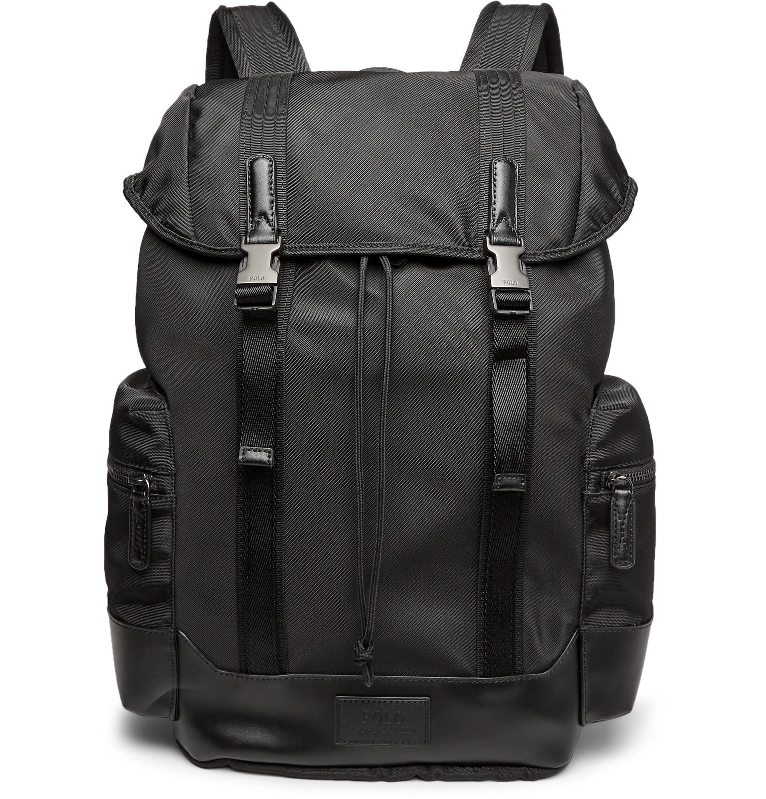 Polo Ralph Lauren Leathertrimmed Ripstop Backpack in Black for Men Lyst