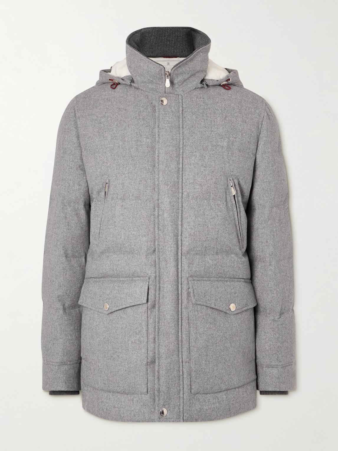 Grey Quilted Down Parka Brunello Cucinelli Quilted Wool Down Parka