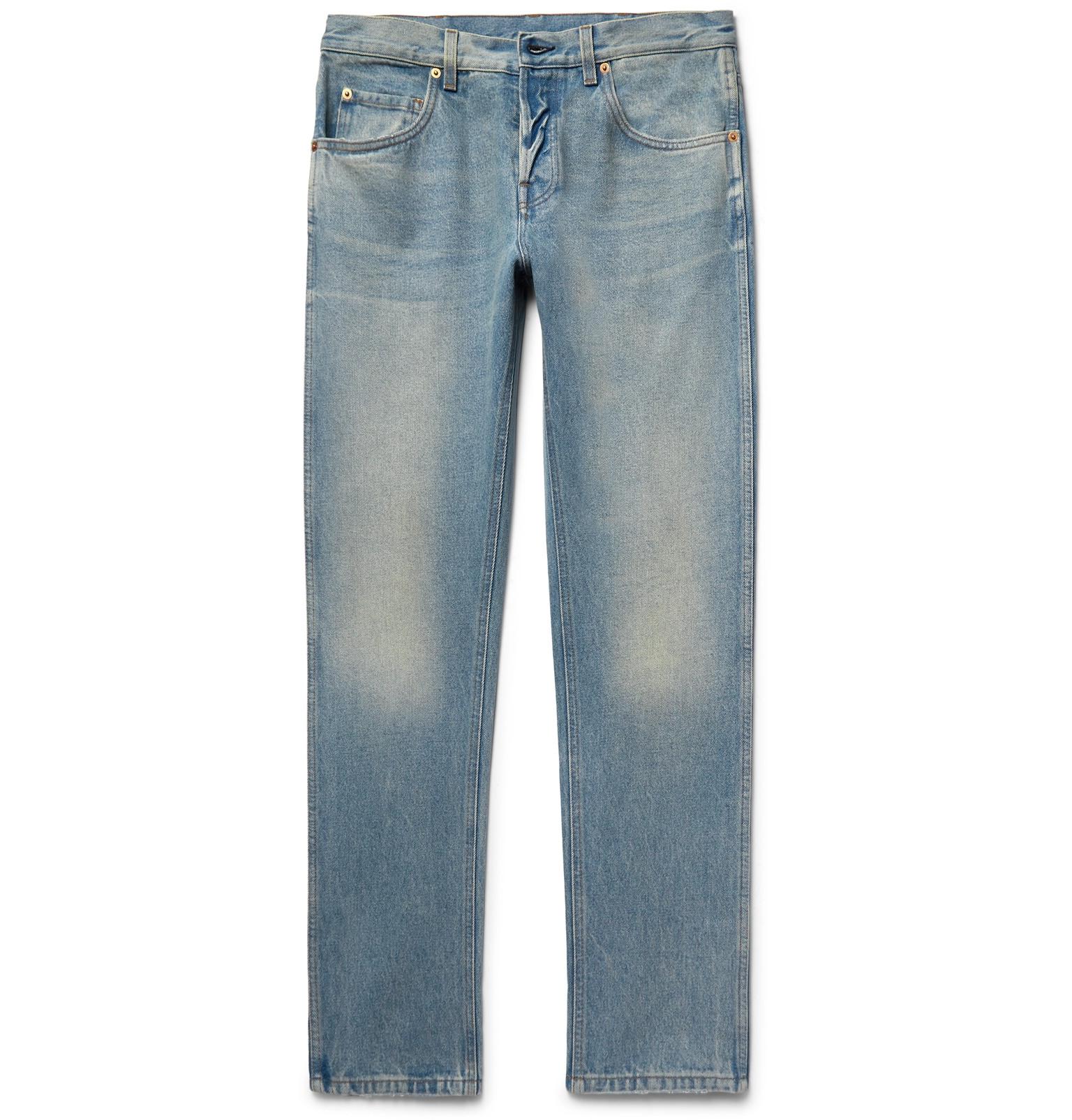 distressed stonewashed denim jeans