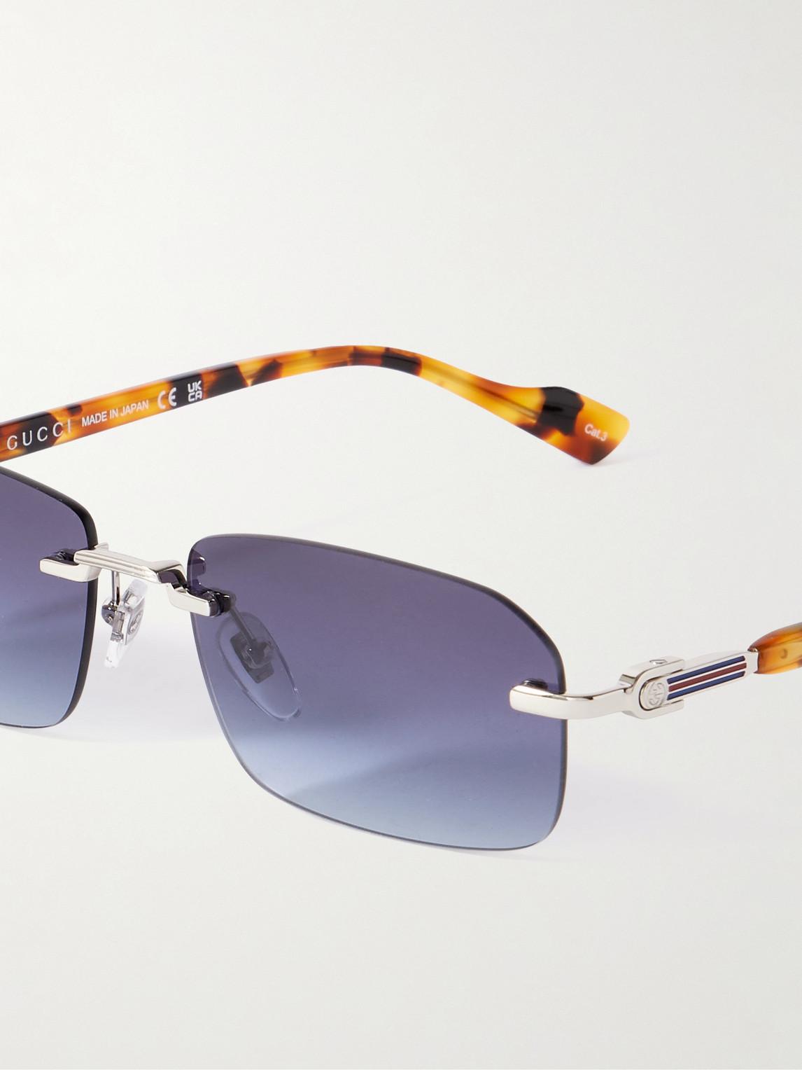 Gucci Rimless Rectangular-Frame-Tone And Acetate Sunglasses in