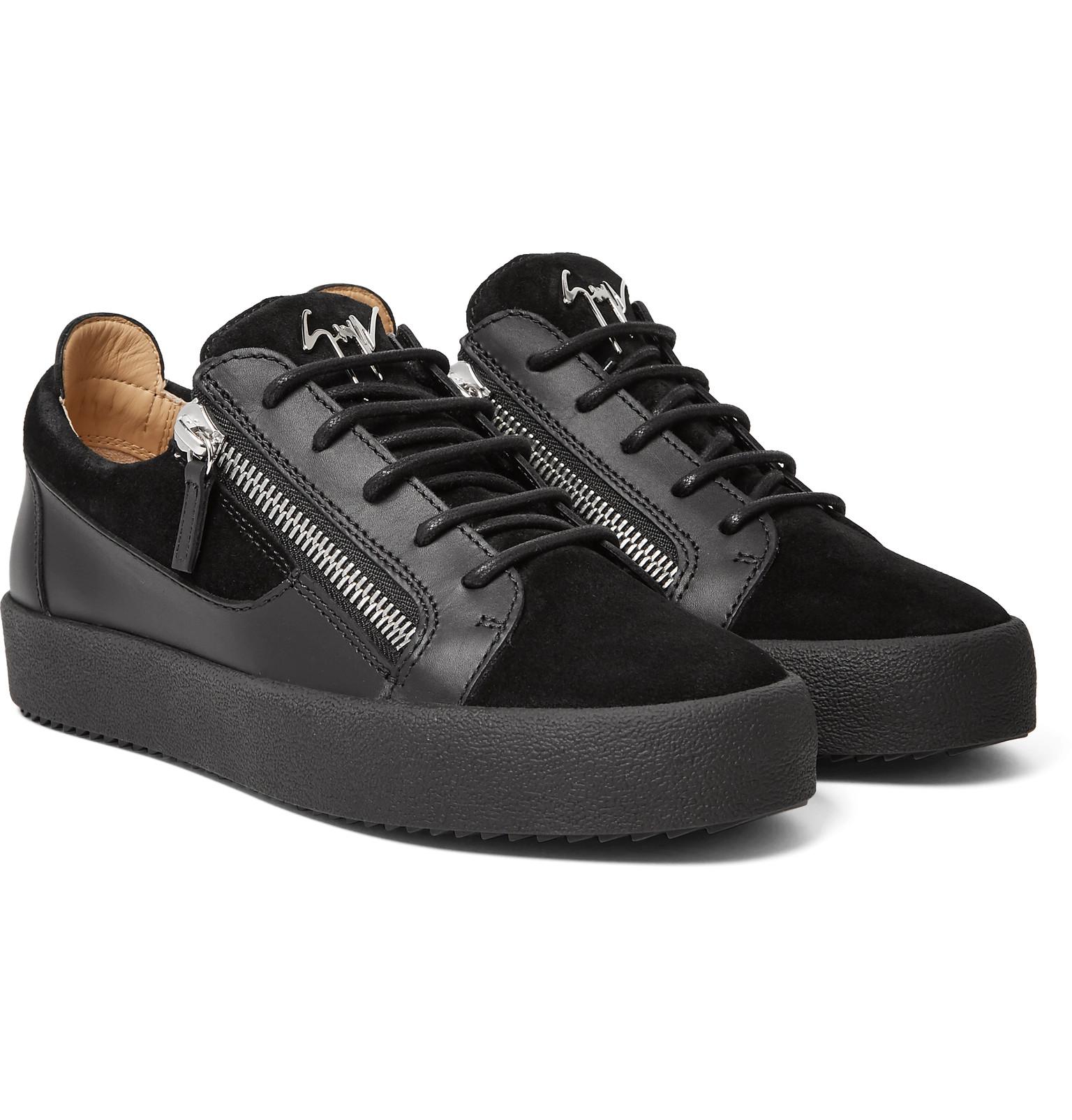 Giuseppe Zanotti Leather And Suede Sneakers in Black for Men Lyst