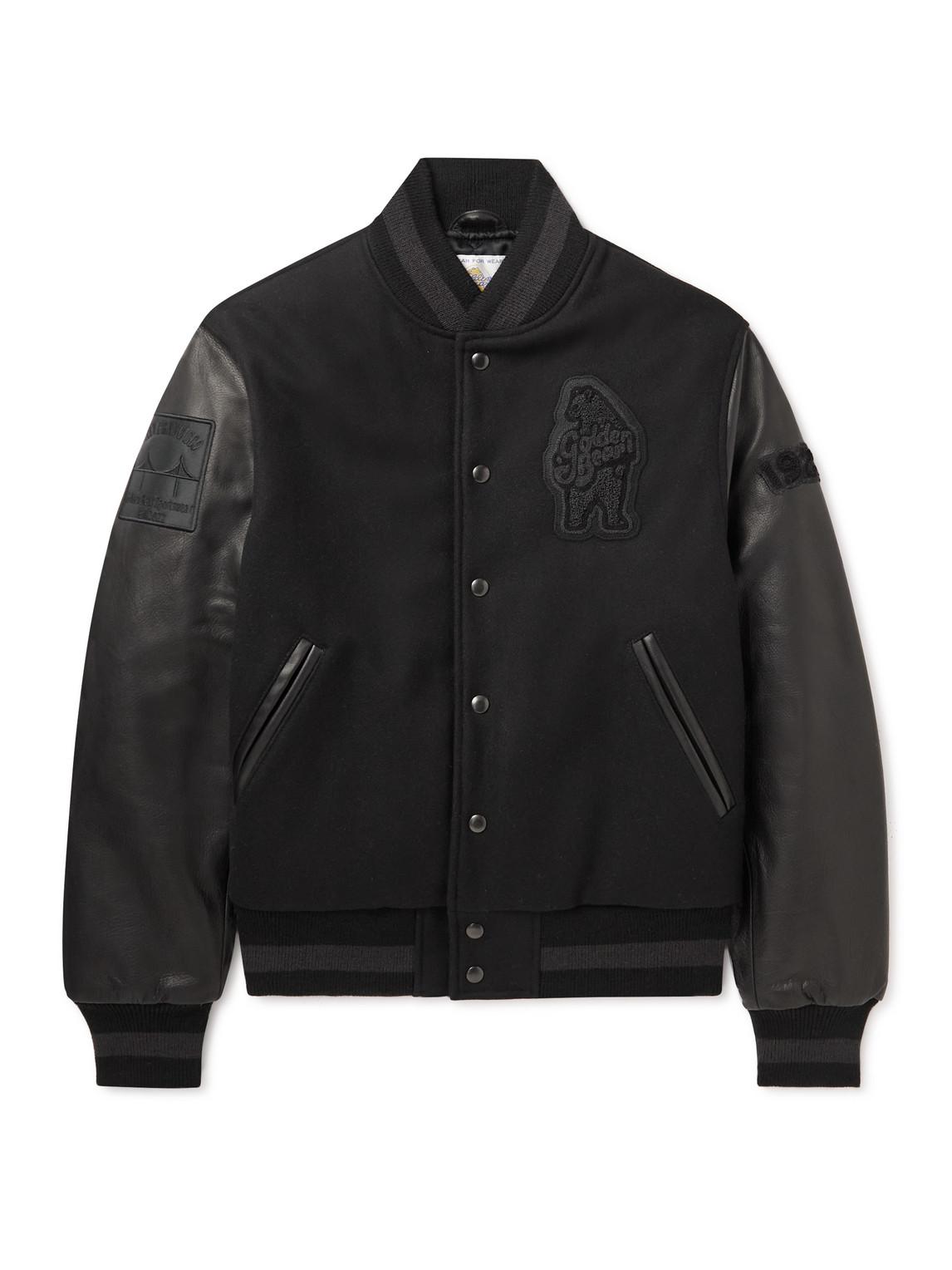 Golden Bear The Albany Logo-appliqued Wool-blend And Leather Bomber ...