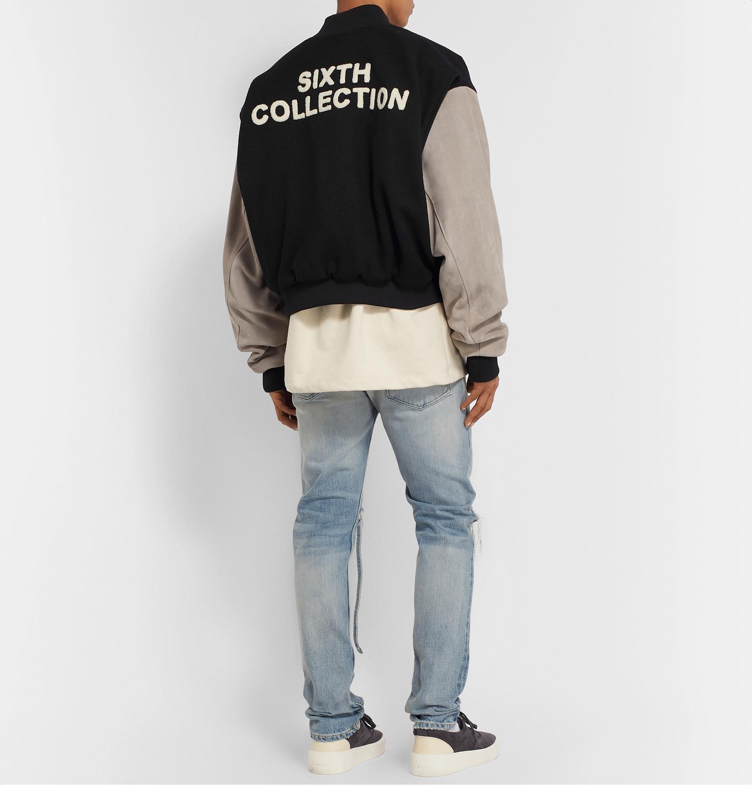 Fear Of God Sixth Collection Suede-sleeve Bomber Jacket in Black