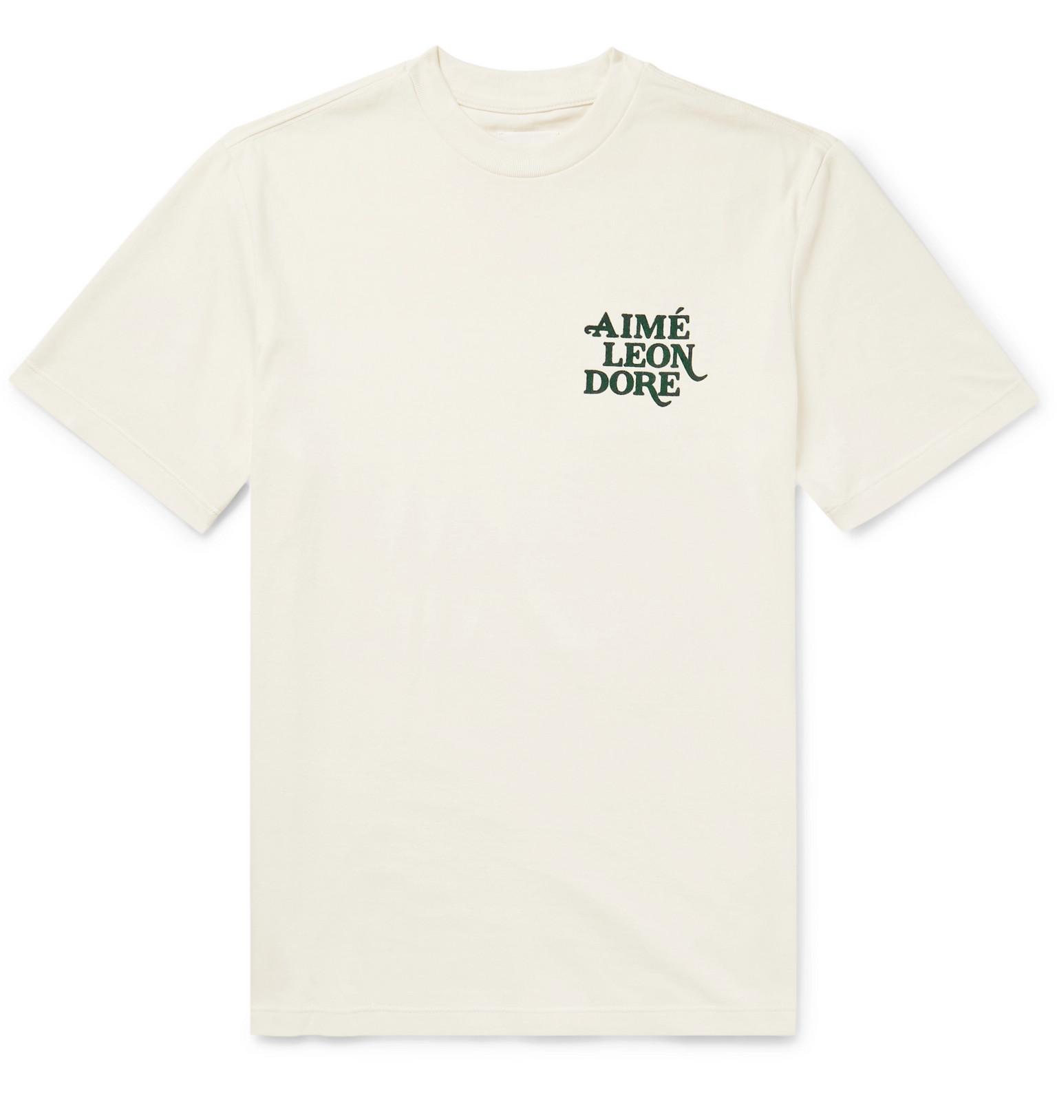 Aimé Leon Dore Logo-flocked Cotton-jersey T-shirt in Natural for Men | Lyst