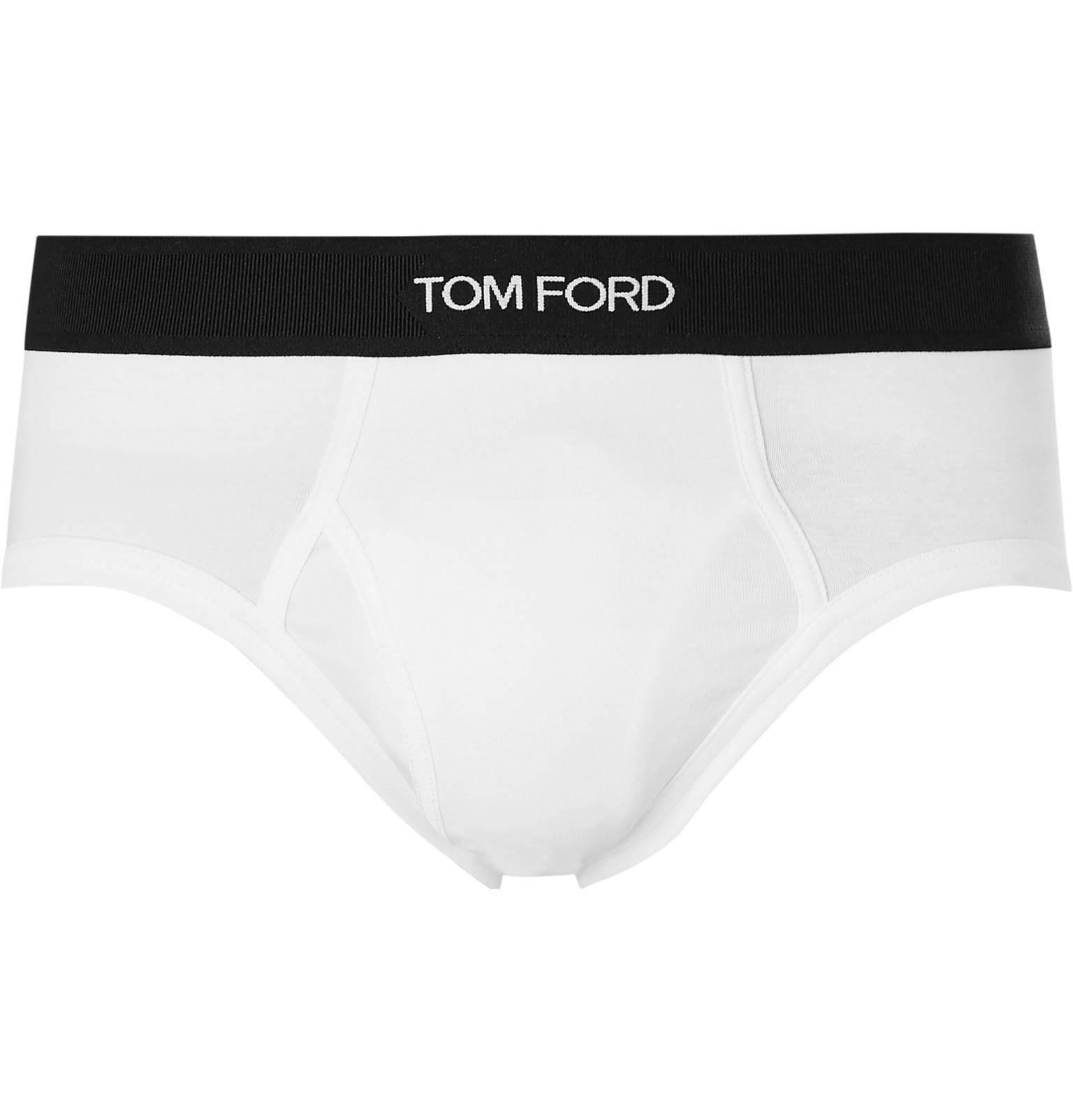 Tom Ford Stretch-cotton Briefs in White for Men - Lyst