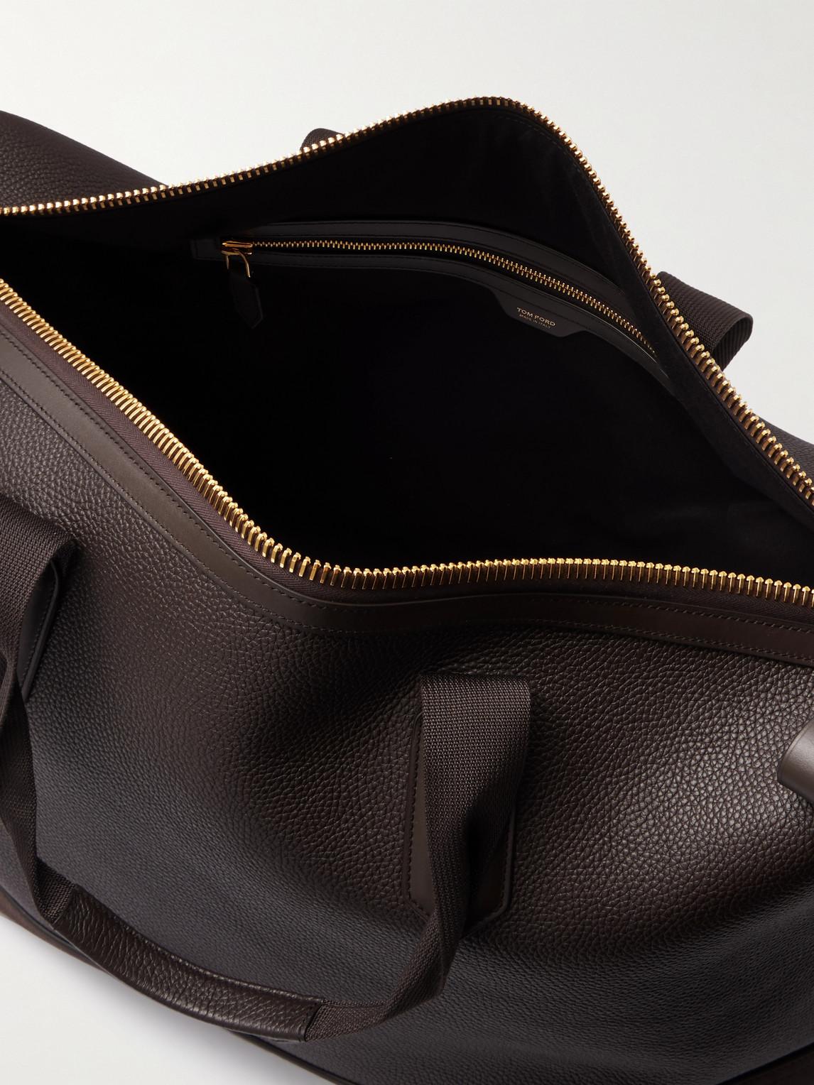 Tom Ford Suede-trimmed Full-grain Leather Weekend Bag in Black for