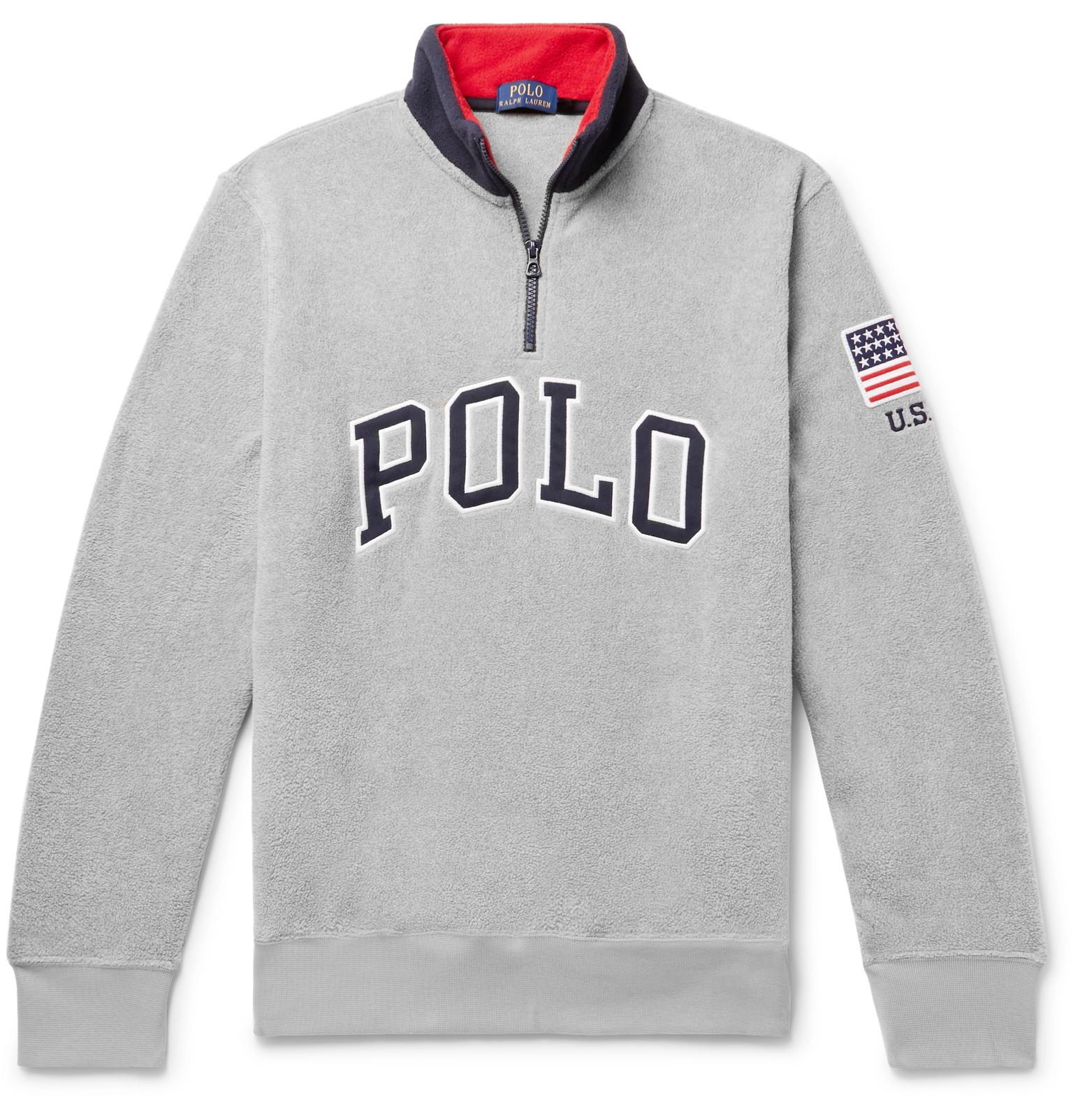 Polo Ralph Lauren Logo-appliquéd Fleece Half-zip Sweatshirt in Grey for Men  | Lyst Australia