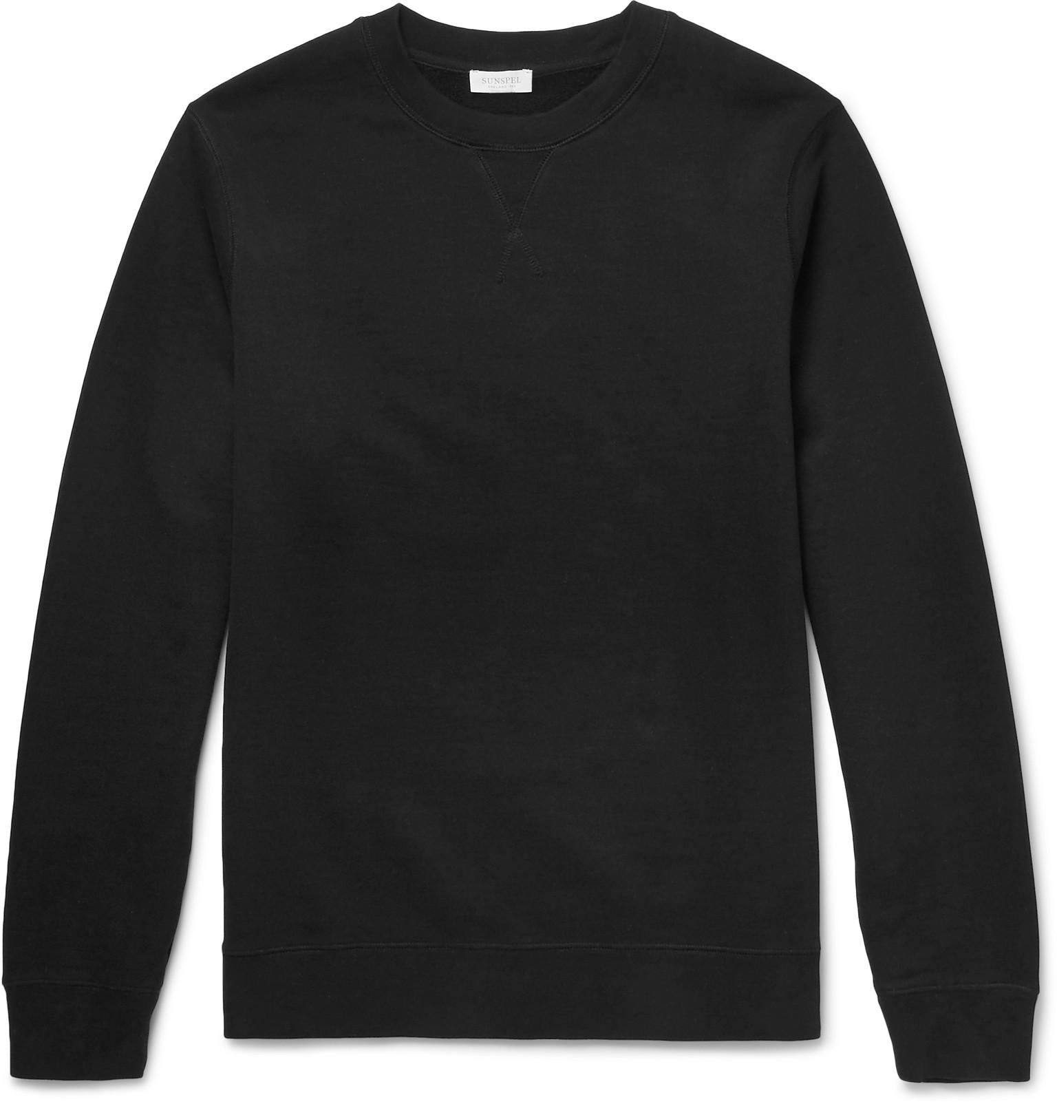 Sunspel Loopback Cotton-jersey Sweatshirt in Black for Men - Save 44% ...