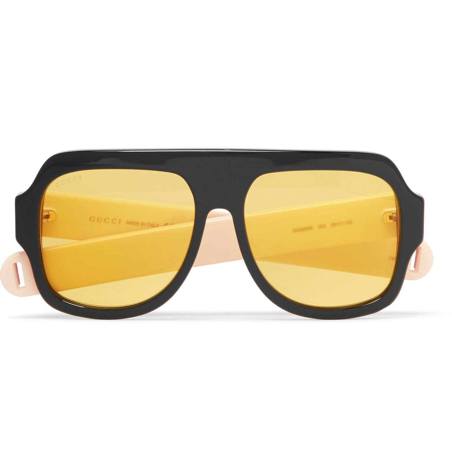 Gucci Oversized Aviatorstyle Acetate Sunglasses in Black for Men Lyst