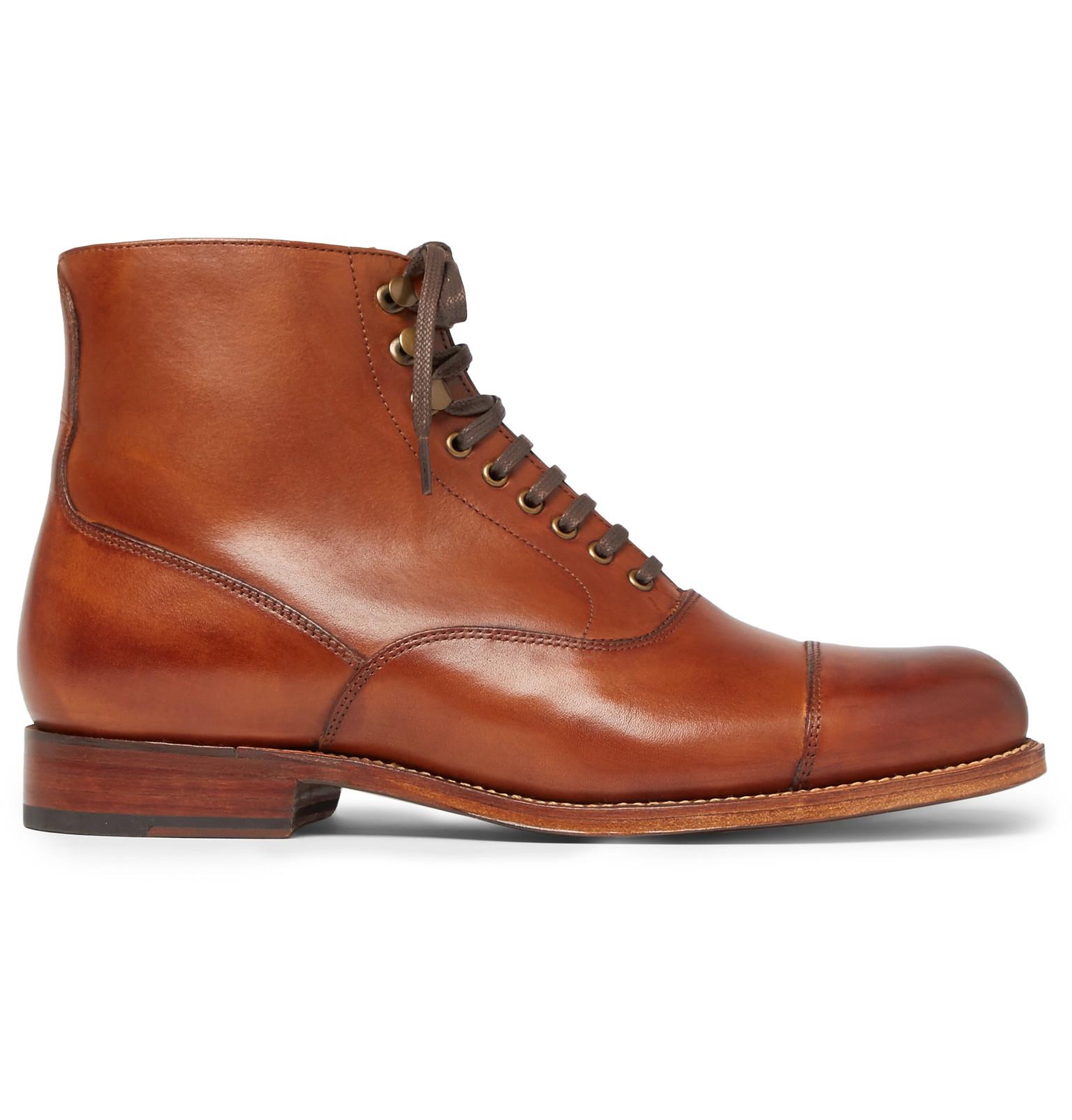 leather cap toe boots