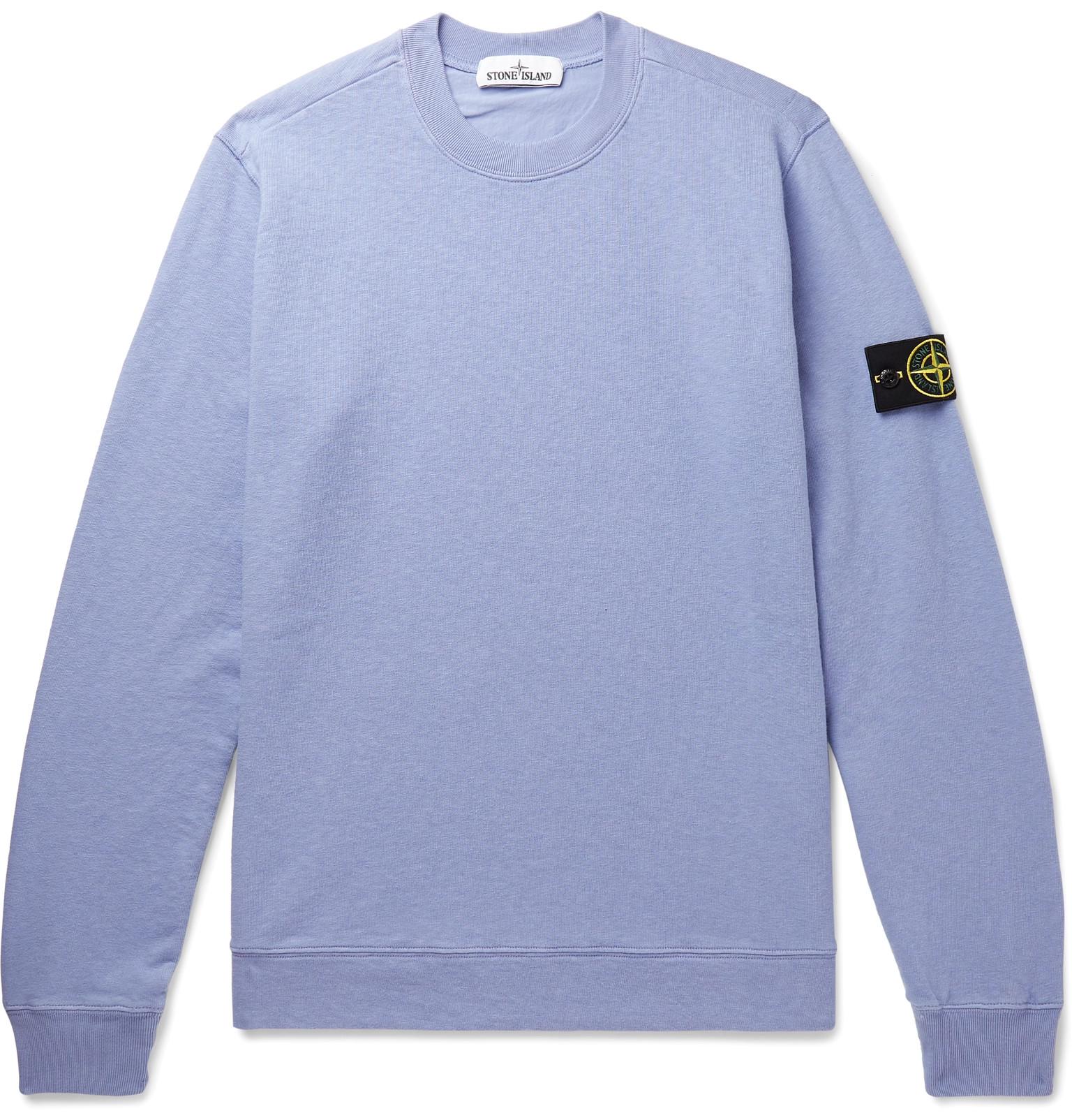 Stone Island Logo-appliquéd Loopback Cotton-jersey Sweatshirt in Blue ...