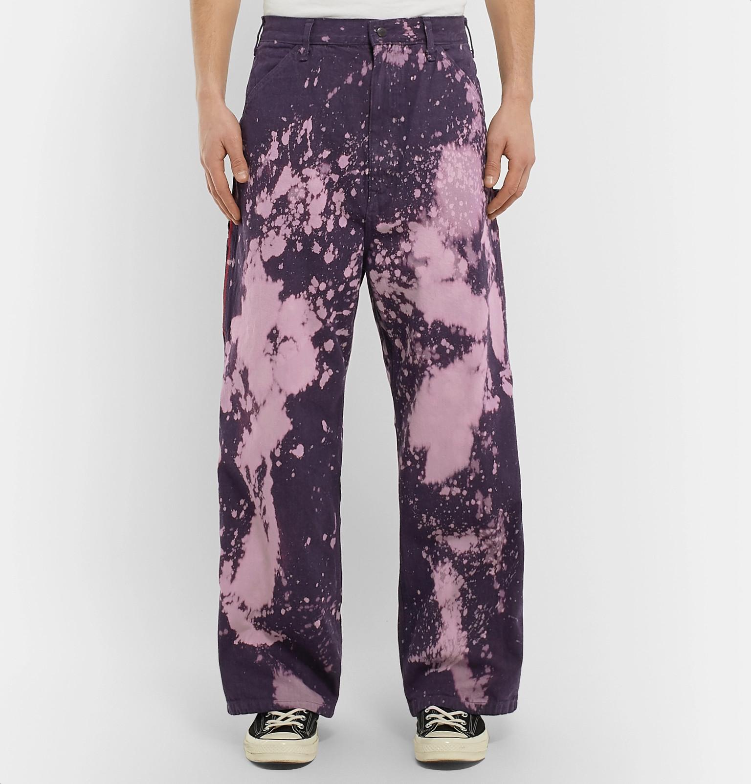 Wide-leg Bleach-splattered Denim Jeans 