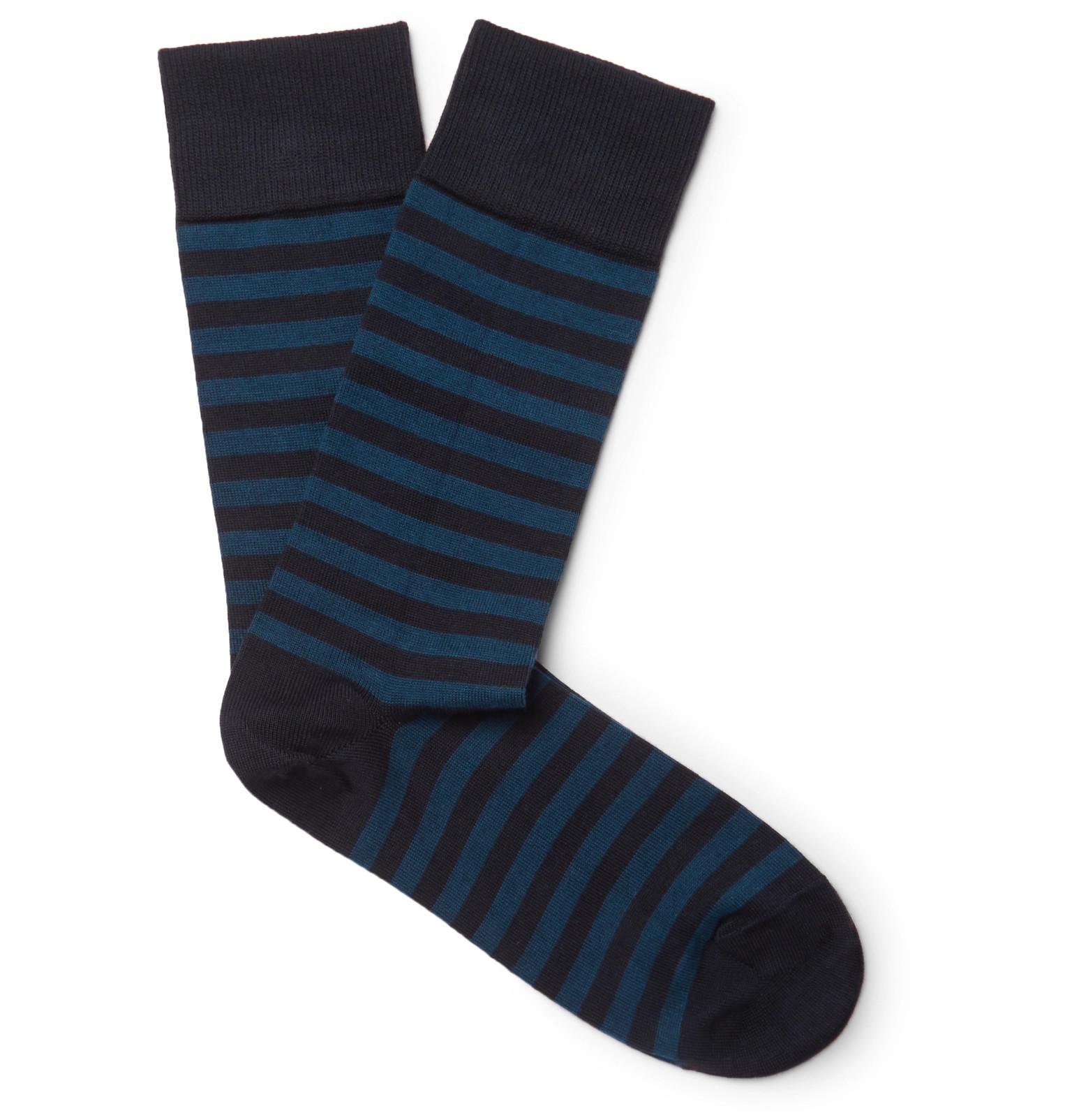 Lyst - John Smedley Hecate Striped Sea Island Cotton-blend Socks in ...