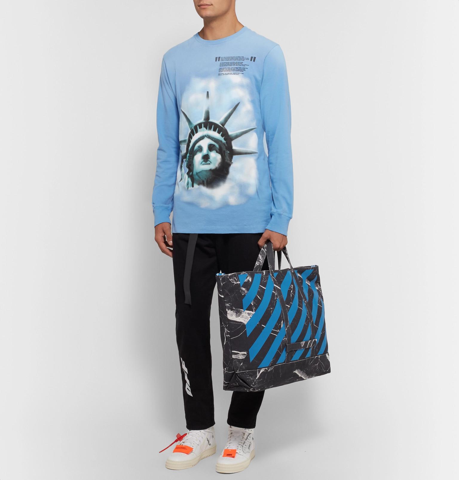 Lyst - Off-White C/O Virgil Abloh Printed Cotton-canvas Tote Bag in Blue for Men