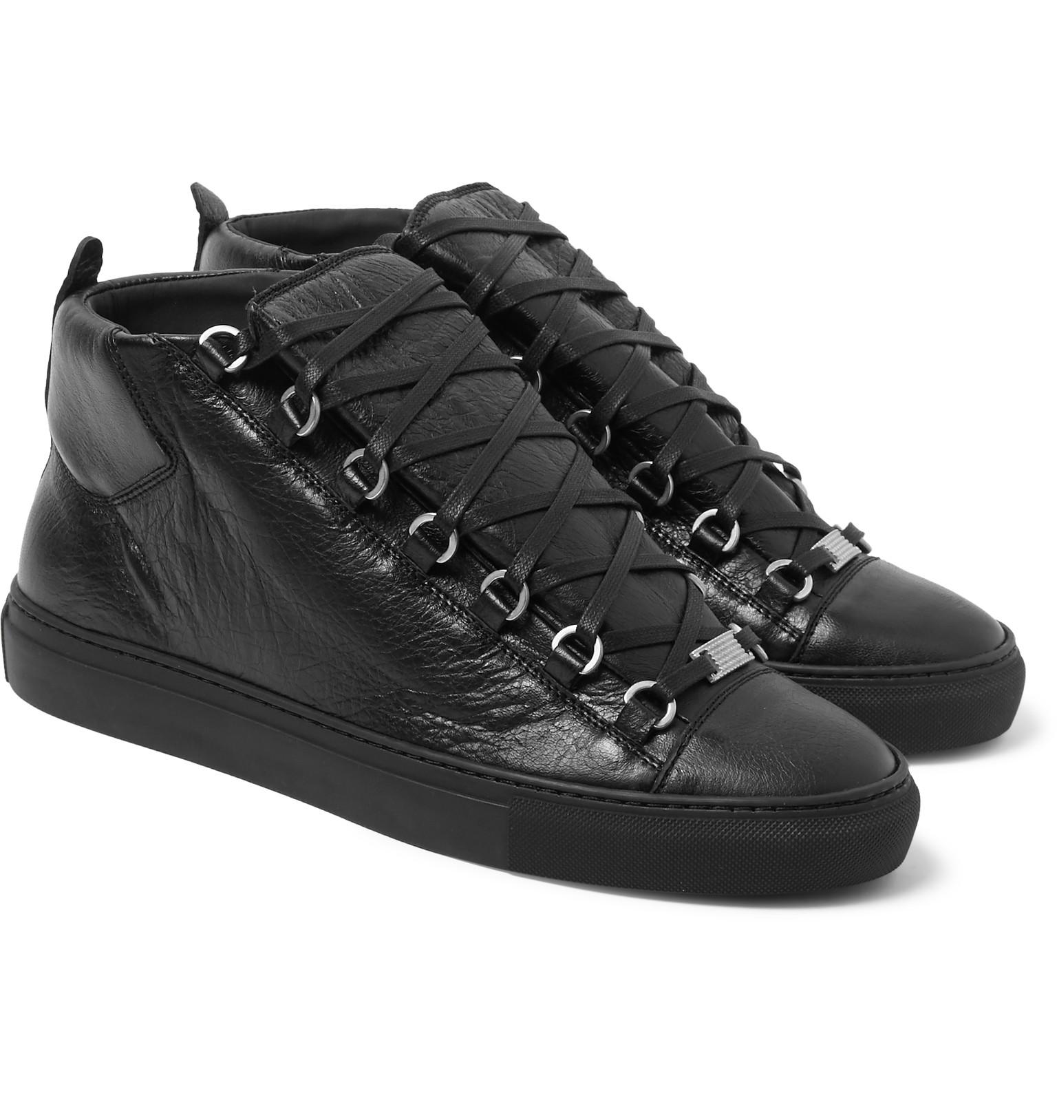 Balenciaga Black leather Arena sneakers  Unique Designer Pieces