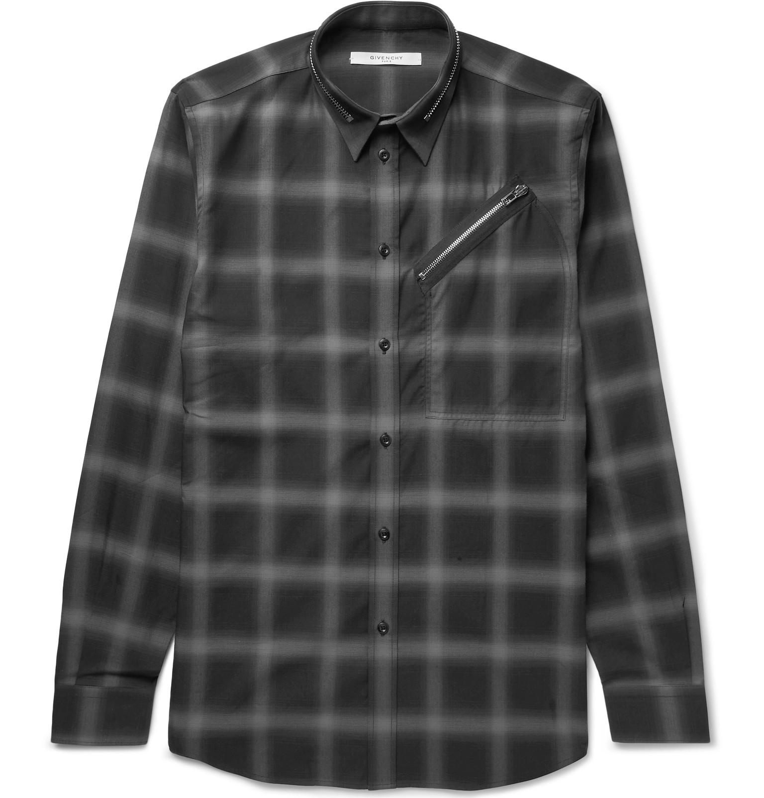 Lyst - Givenchy Checked Cotton Shirt in Gray for Men