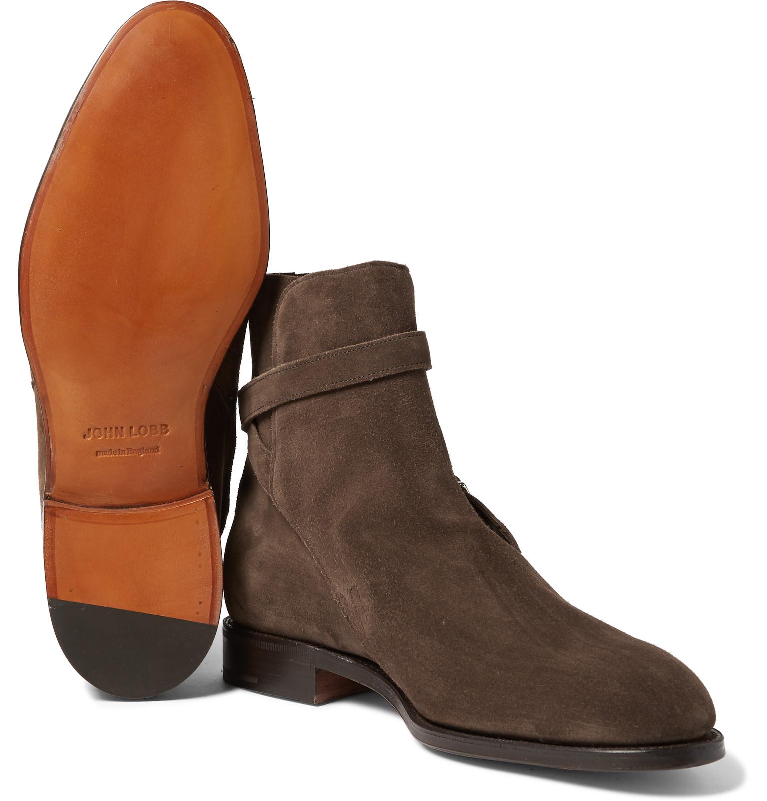 John Lobb Abbott Suede Jodhpur Boots in Brown for Men Lyst