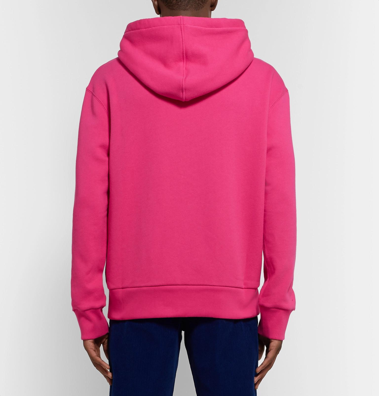 Gucci Logo-appliquéd Loopback Cotton-jersey Hoodie in Pink for Men - Lyst