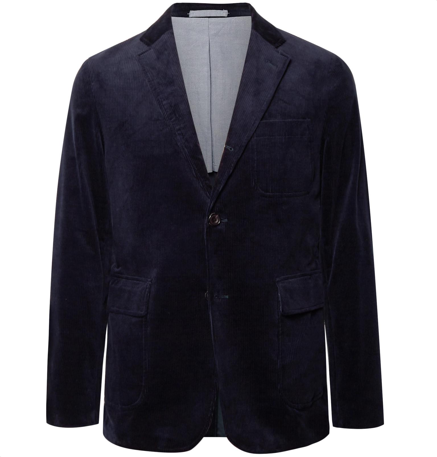Beams Plus Navy Unstructured Stretch-cotton Corduroy Blazer in Blue for ...