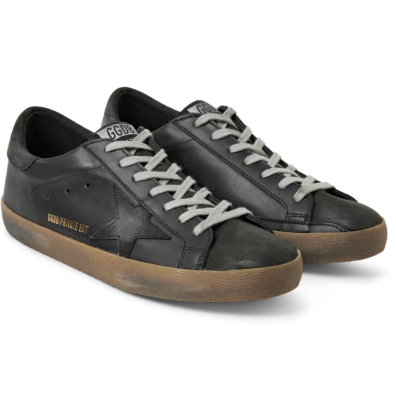 superstar distressed leather sneakers