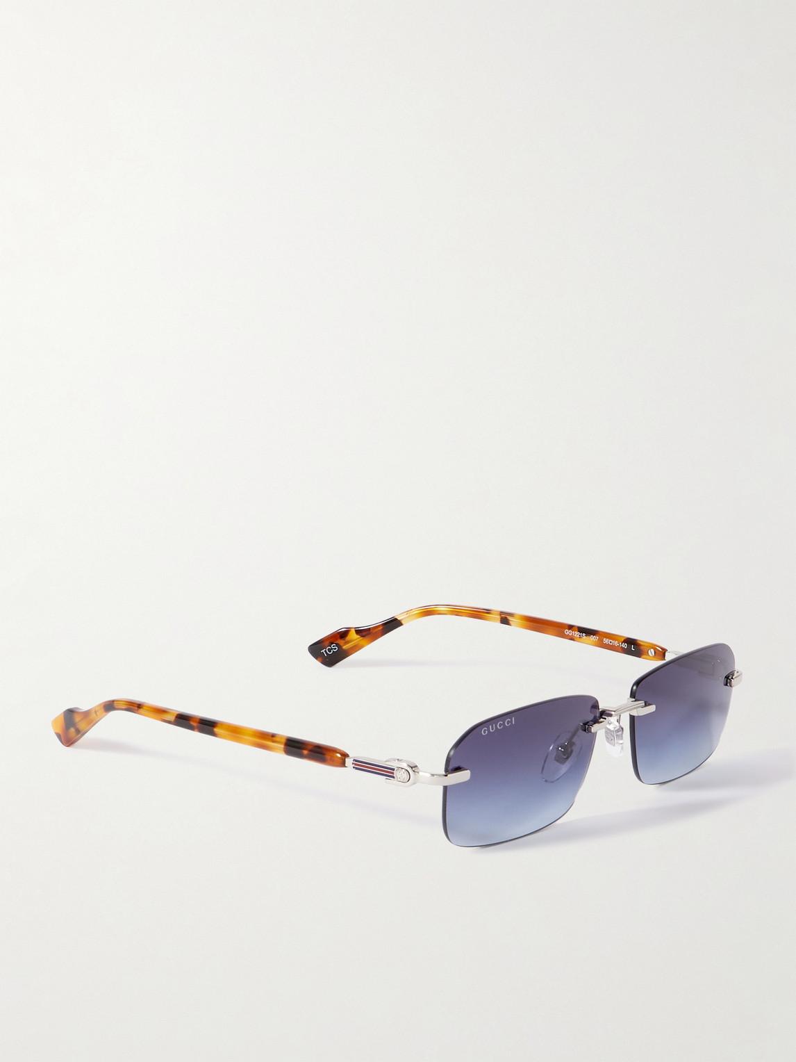 Gucci Rimless Rectangular-Frame-Tone And Acetate Sunglasses in