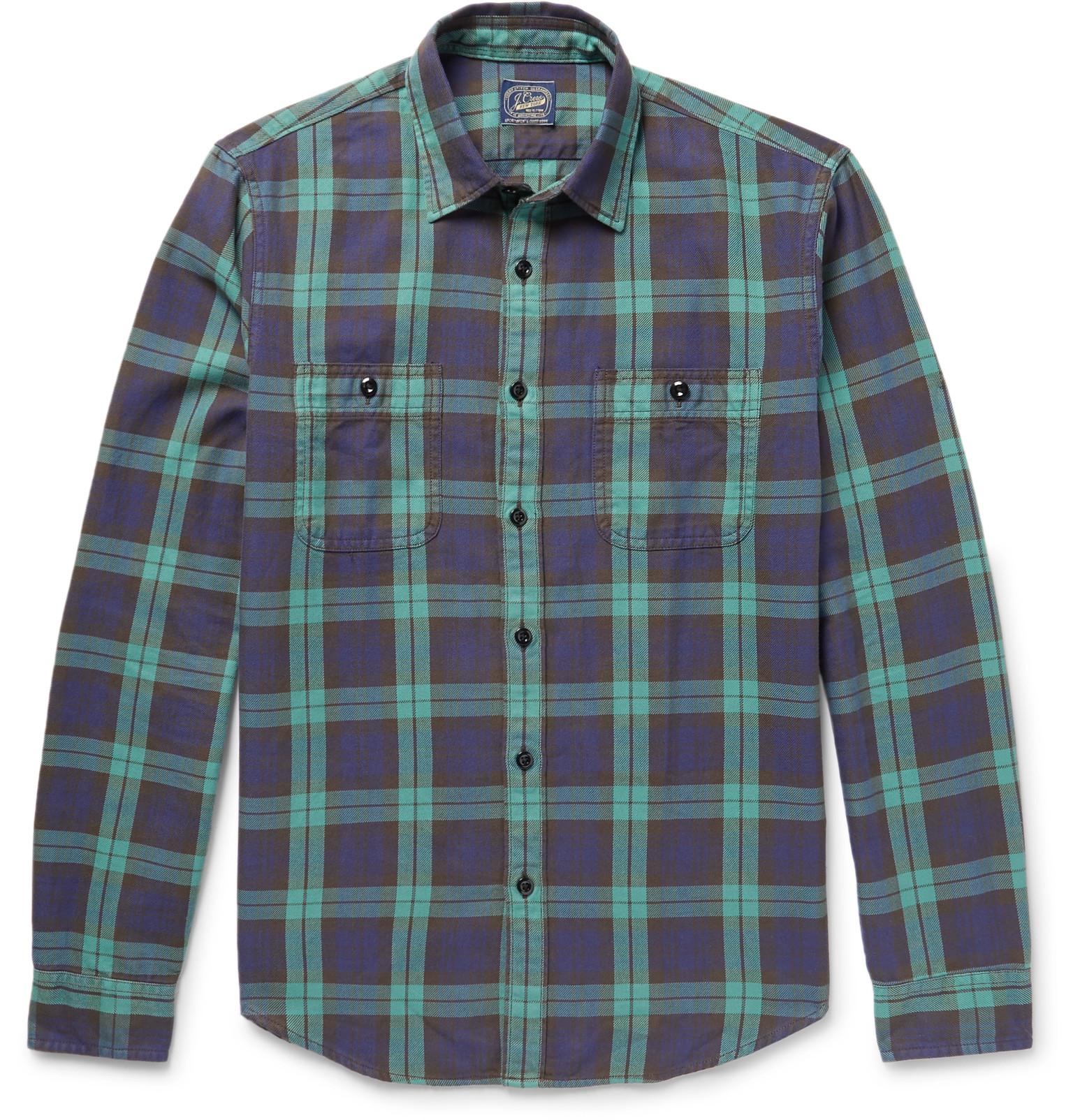 Lyst J.Crew Checked Cottonflannel Shirt in Green for Men
