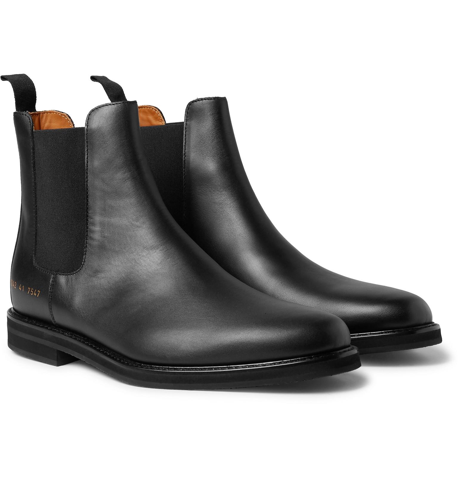 Common Saffiano Leather Chelsea Boots in Black Men | Lyst