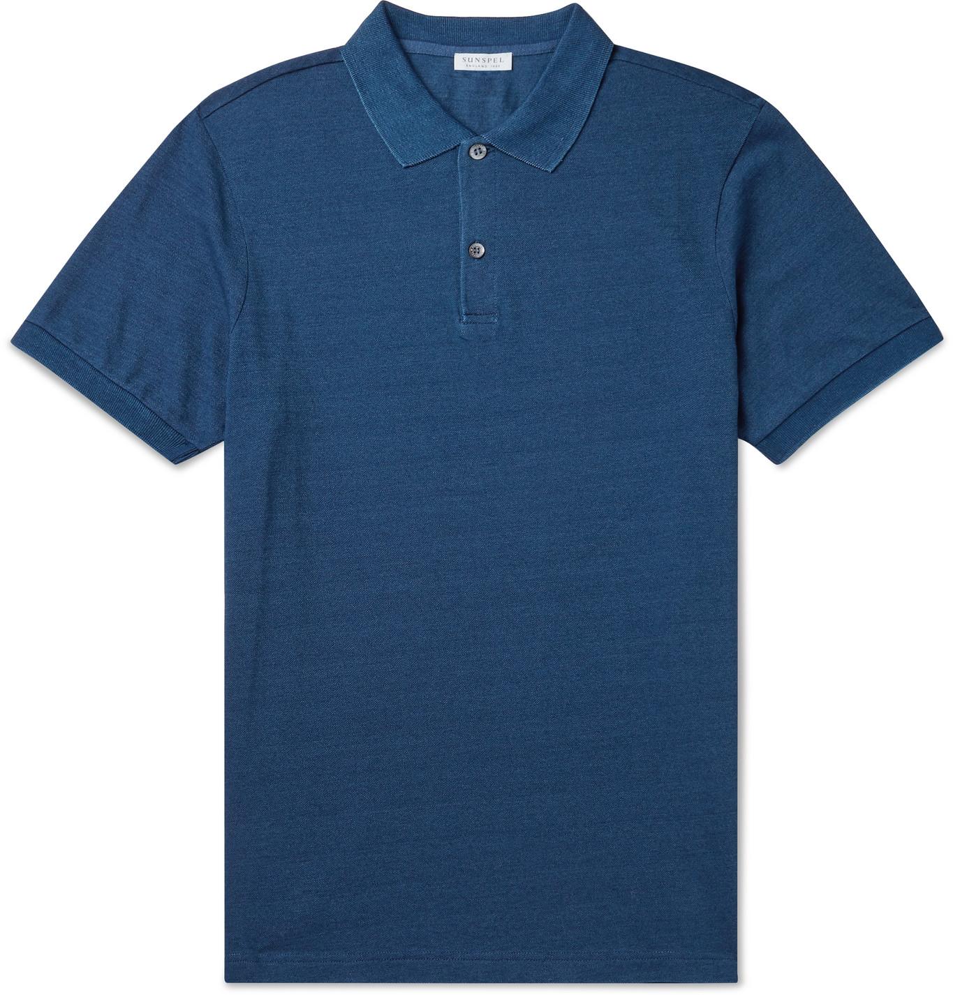 Sunspel Pima Cotton-piqué Polo Shirt in Blue for Men - Lyst