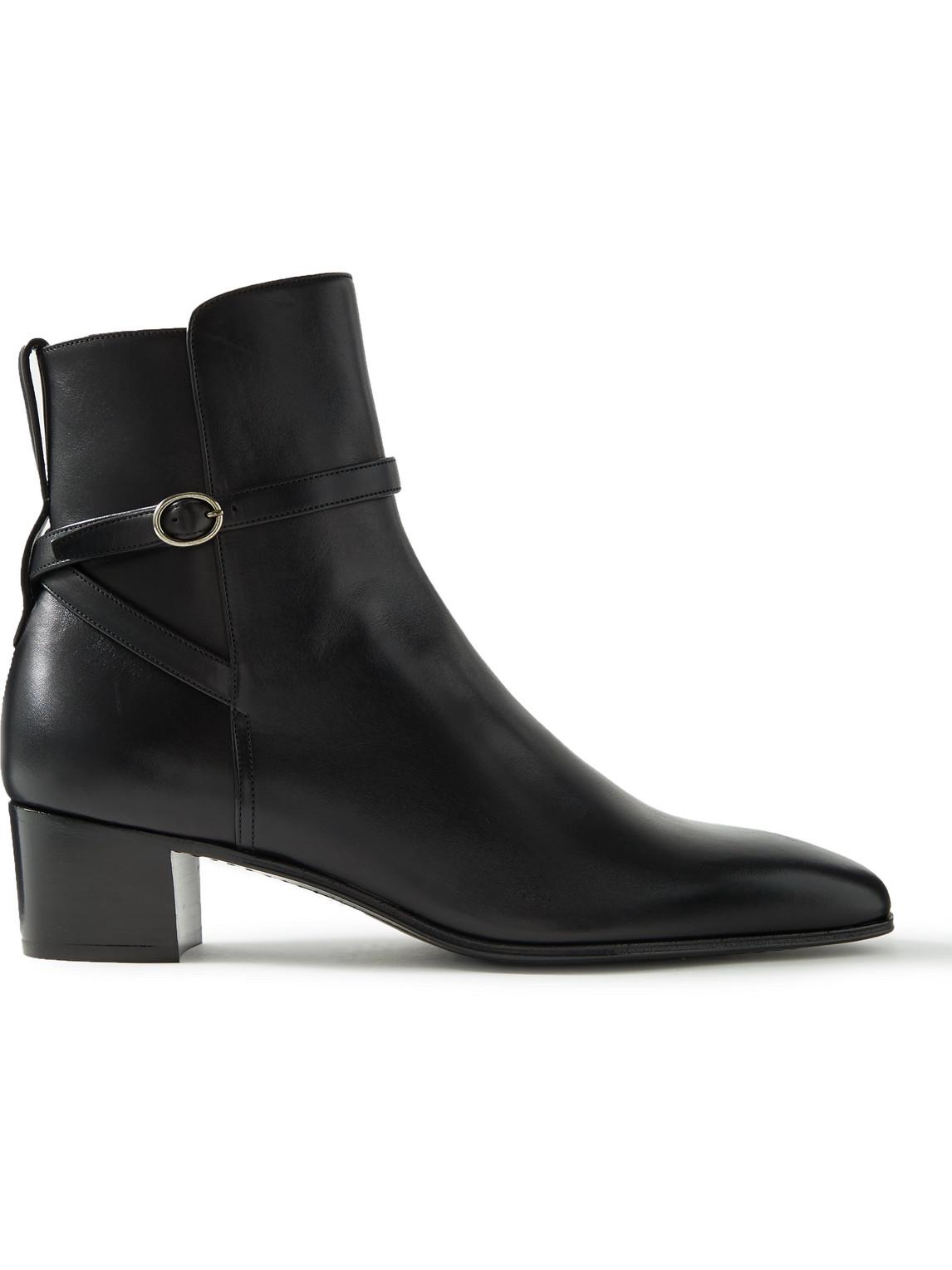 Saint Laurent Terry Jodhpur Leather Boots in Black for Men | Lyst