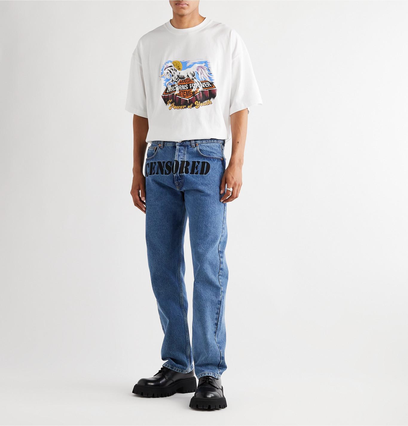 Vetements Embroidered Denim Jeans in 
