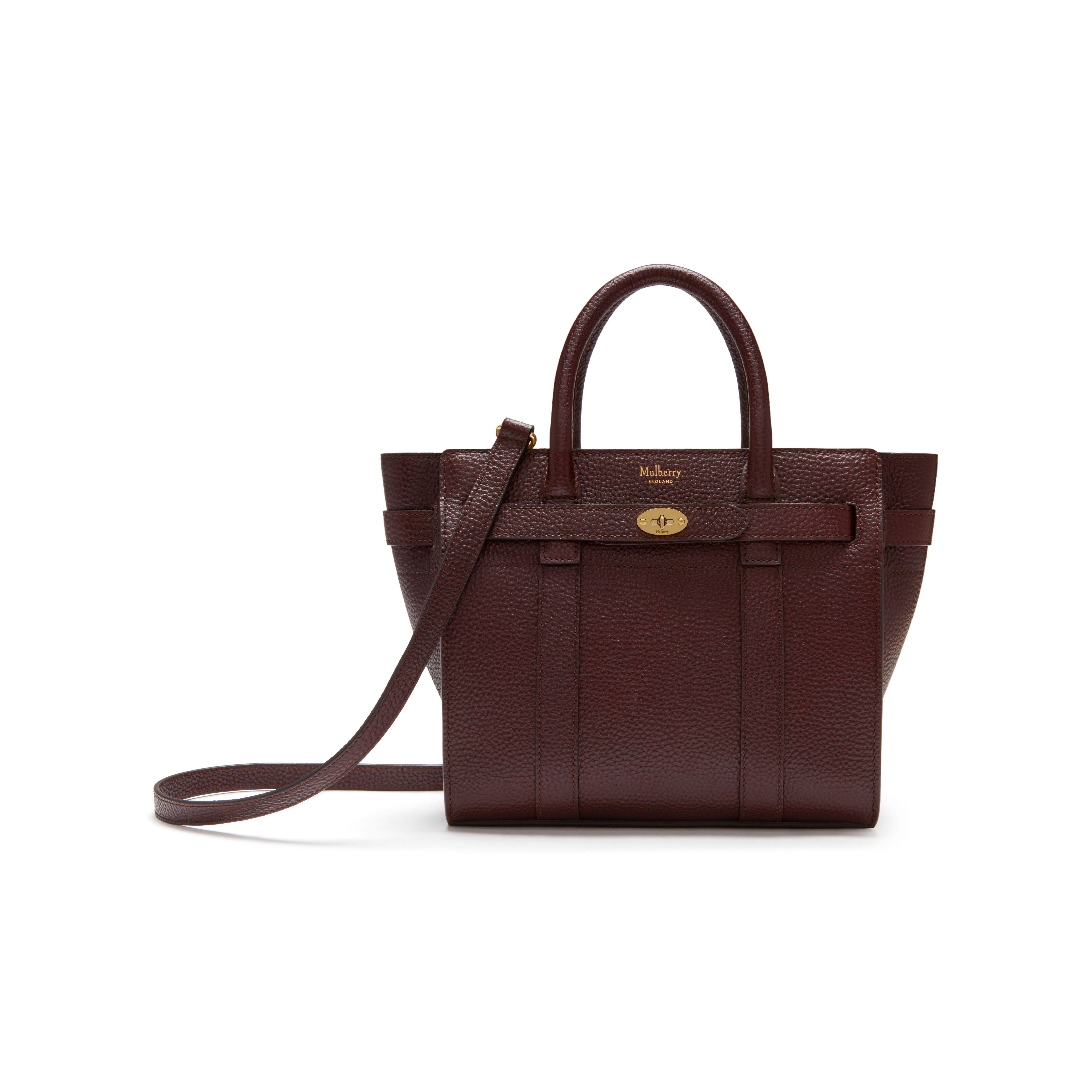 Mulberry Mini Zipped Bayswater In Oxblood Natural Grain Leather Save