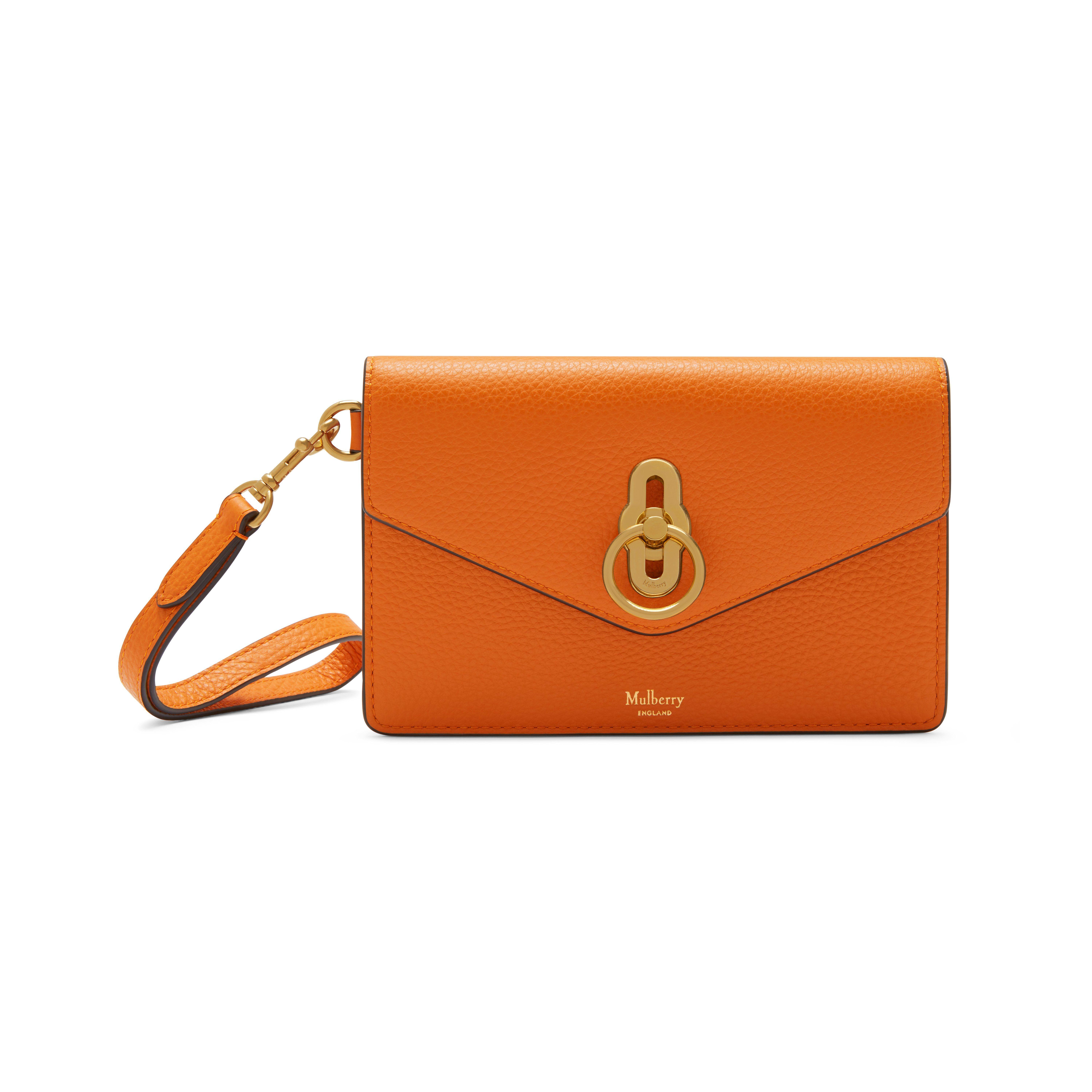 Mulberry Amberley Phone Clutch In Autumn Gold Small Classic Grain in Orange  | Lyst