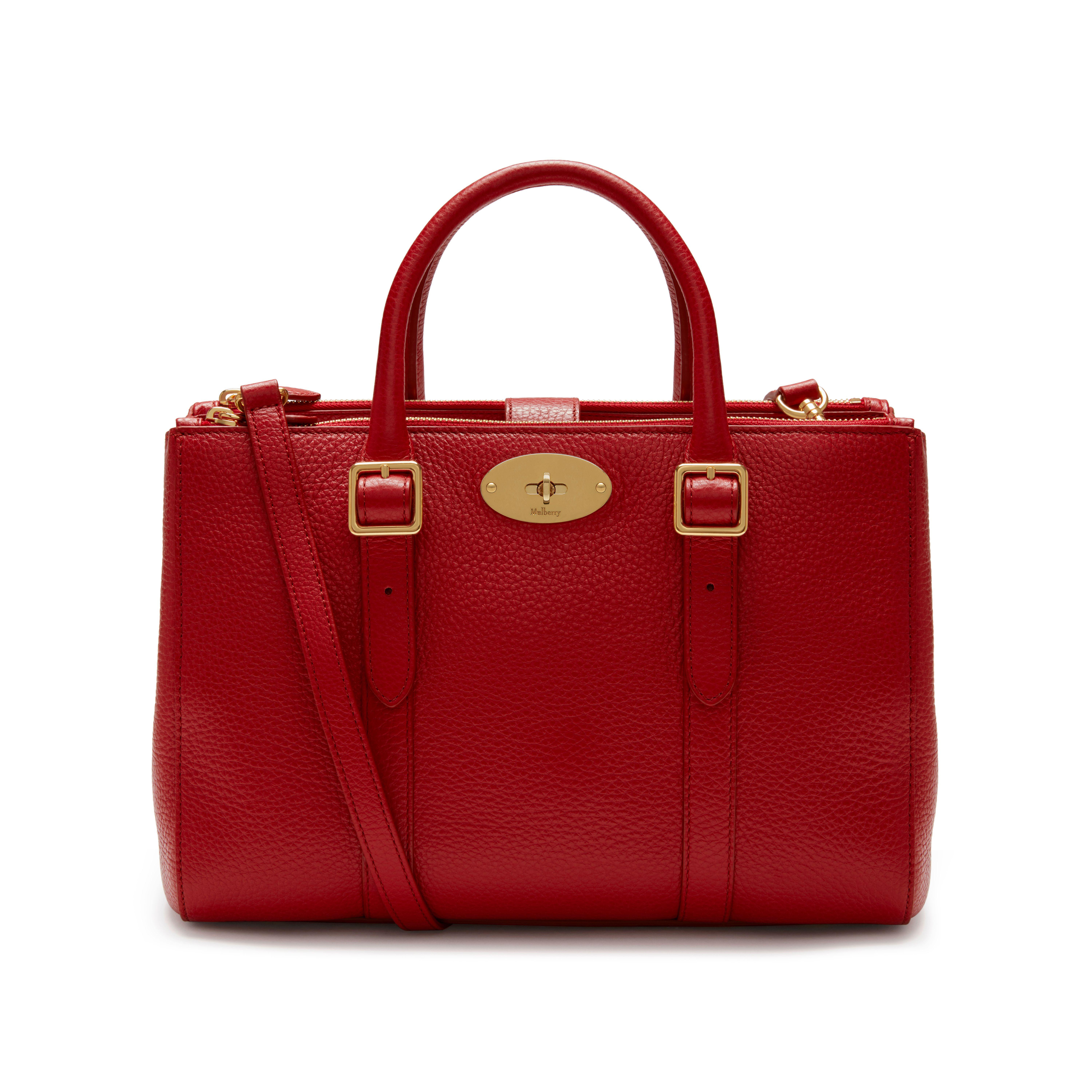 Mulberry Leather Small Bayswater Double Zip Tote in Scarlet (Red) - Lyst