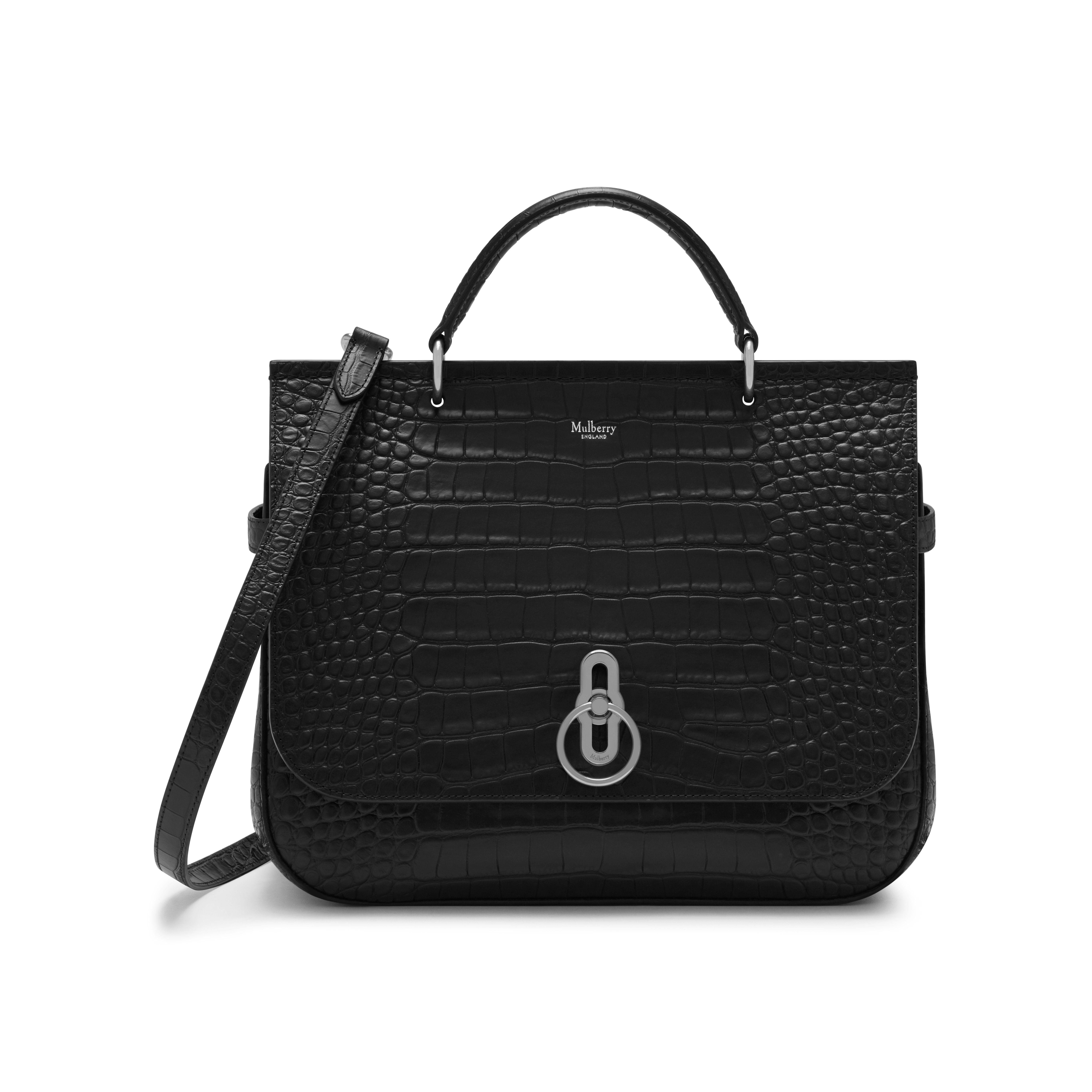 mulberry amberley black croc