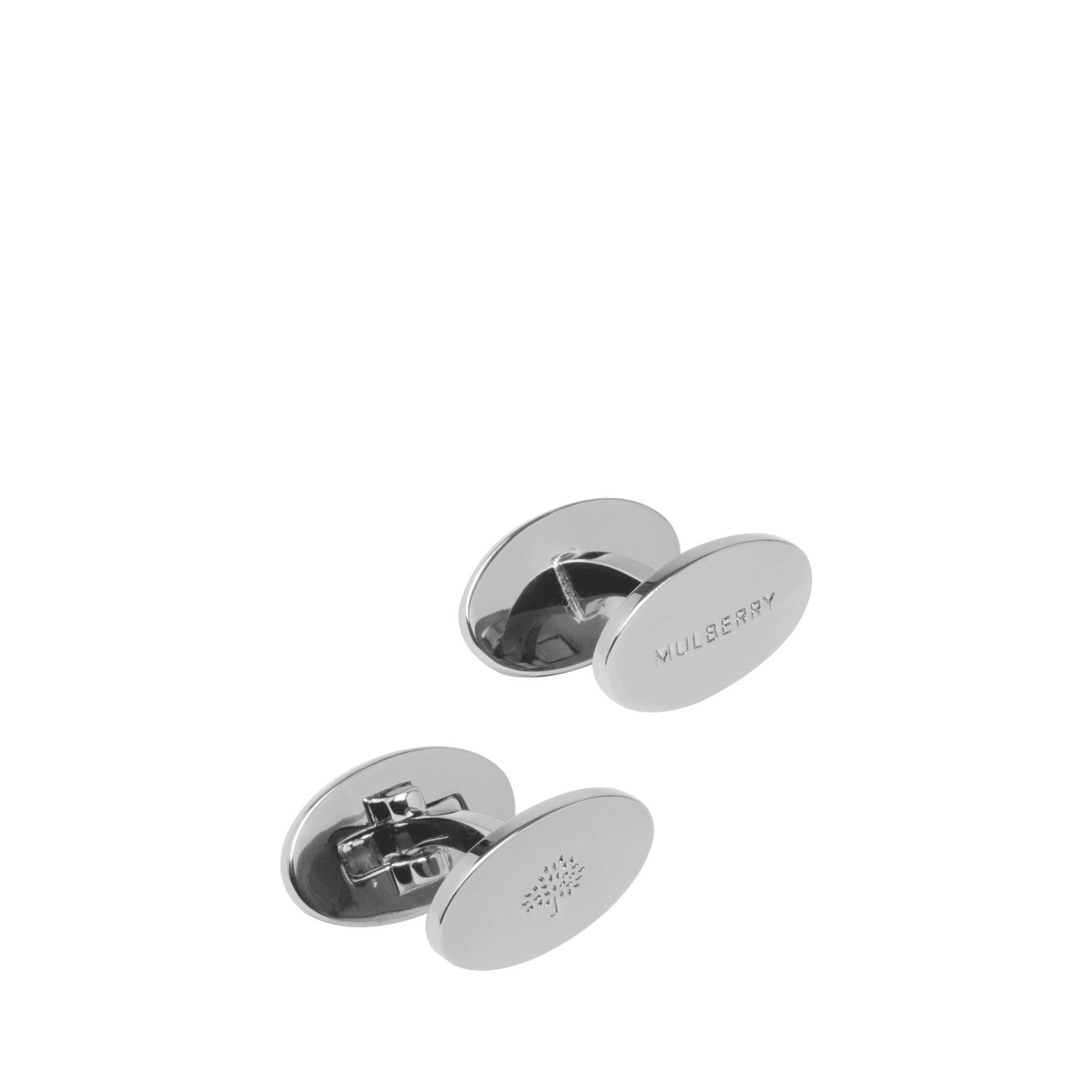 Mulberry Oval Reversible Cufflinks In Silver Stamped Brass in Metallic