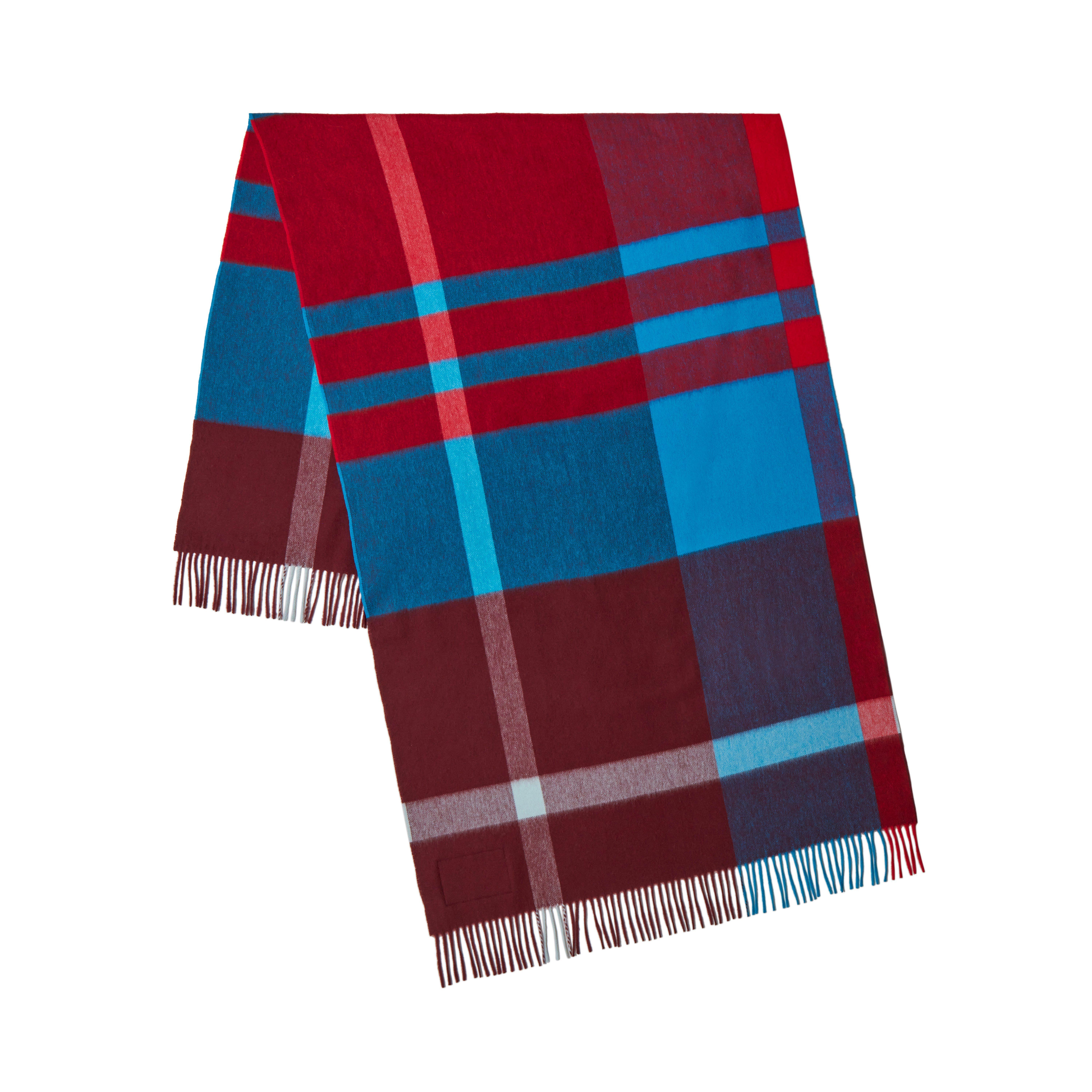 Mulberry Large Check Merino Wool Scarf in Red | Lyst