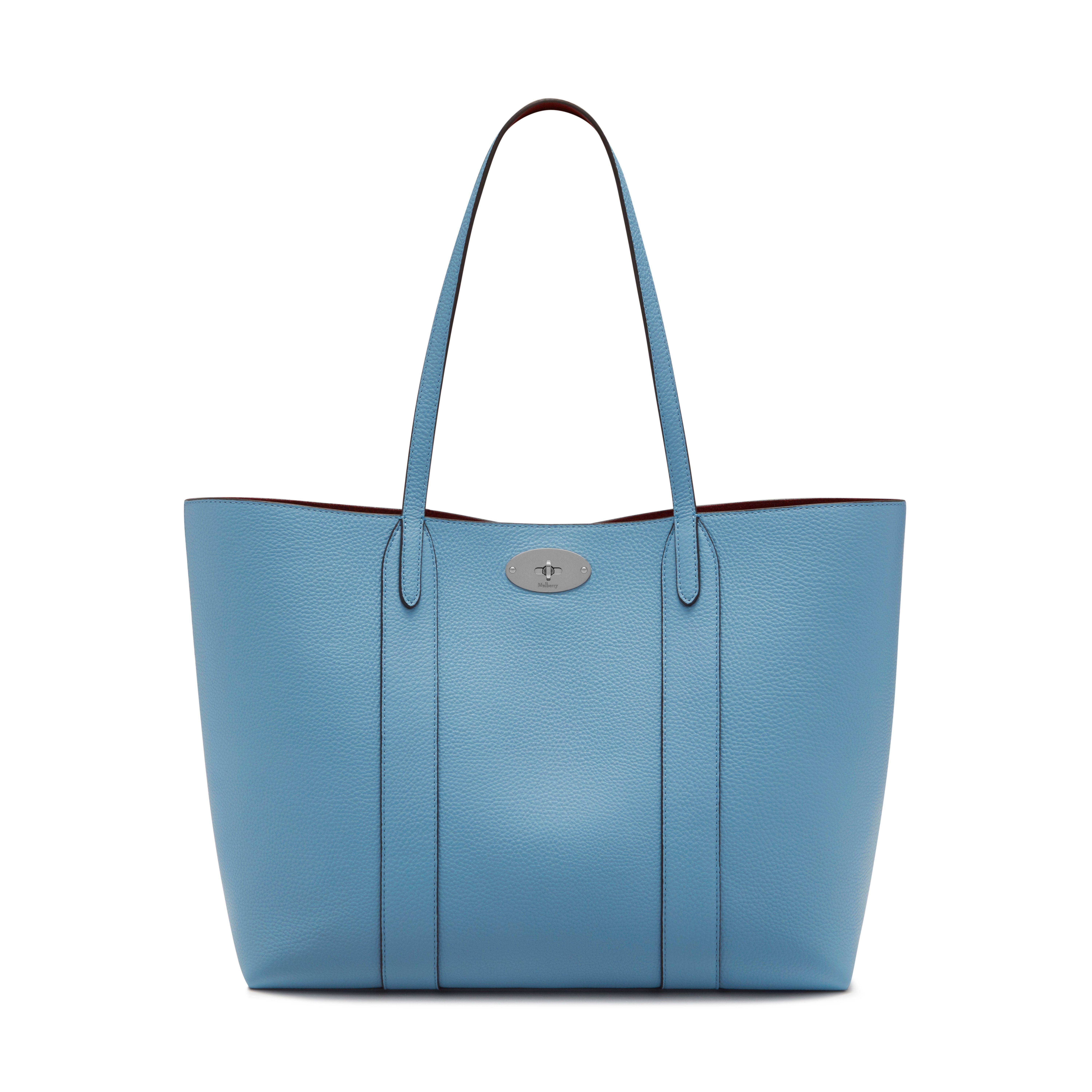 Mulberry Suede Bayswater Tote In Pale Slate Small Classic Grain in Blue ...