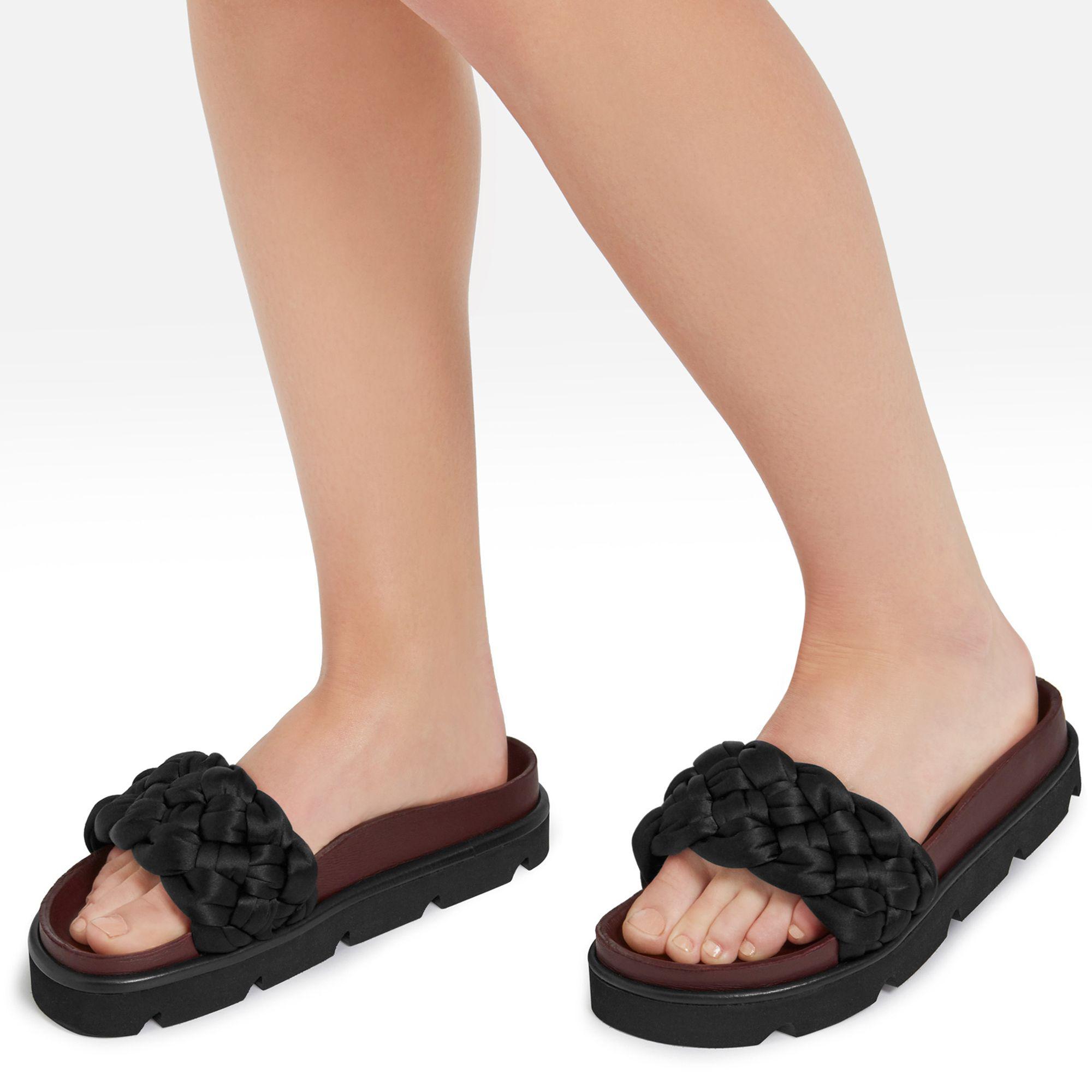 Mulberry Satin Braided Slides in Black - Lyst