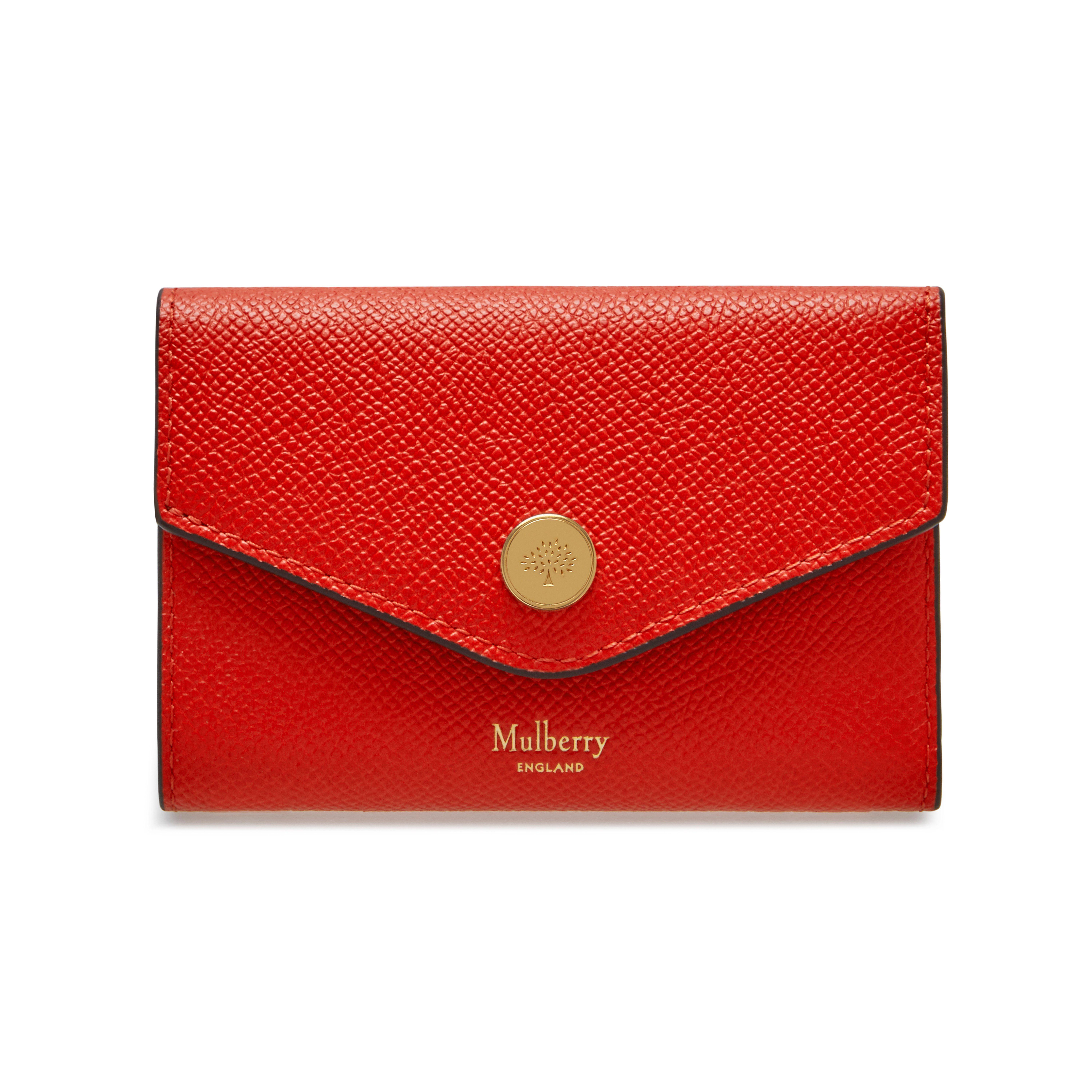 Mulberry Folded Multi-card Wallet In Lipstick Red Small Printed Grain - Lyst