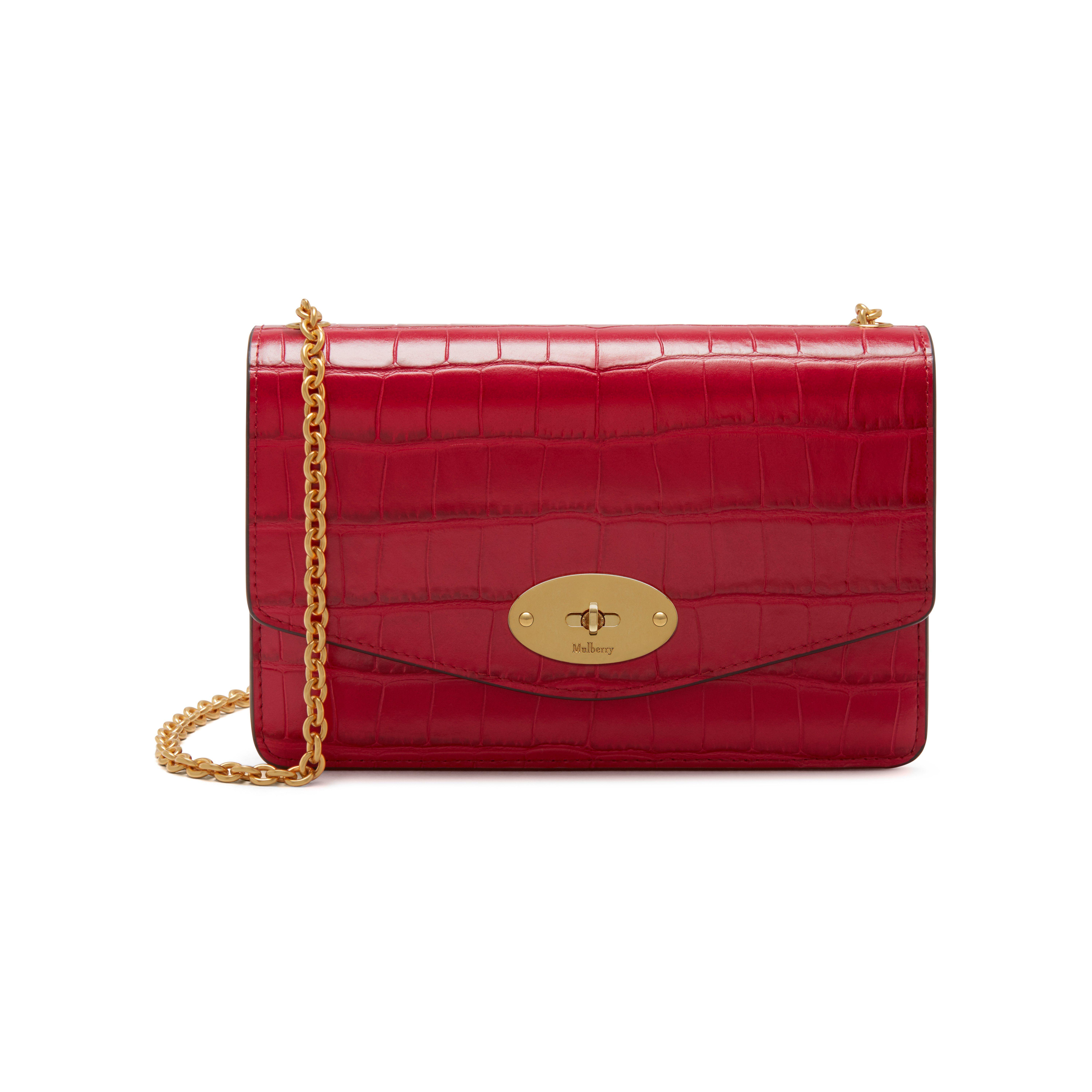 Mulberry Small Darley In Red Berry Croc Print - Lyst