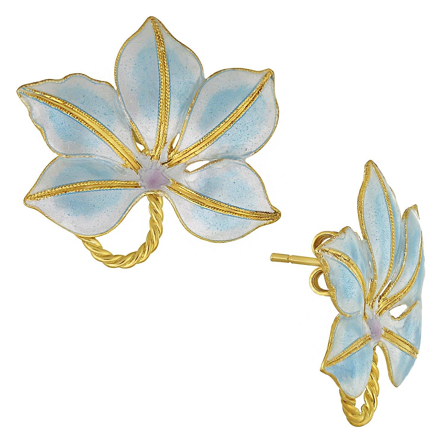 Vintage Laurel Inc Violet Curled Flower Gold-Vermeil Earrings