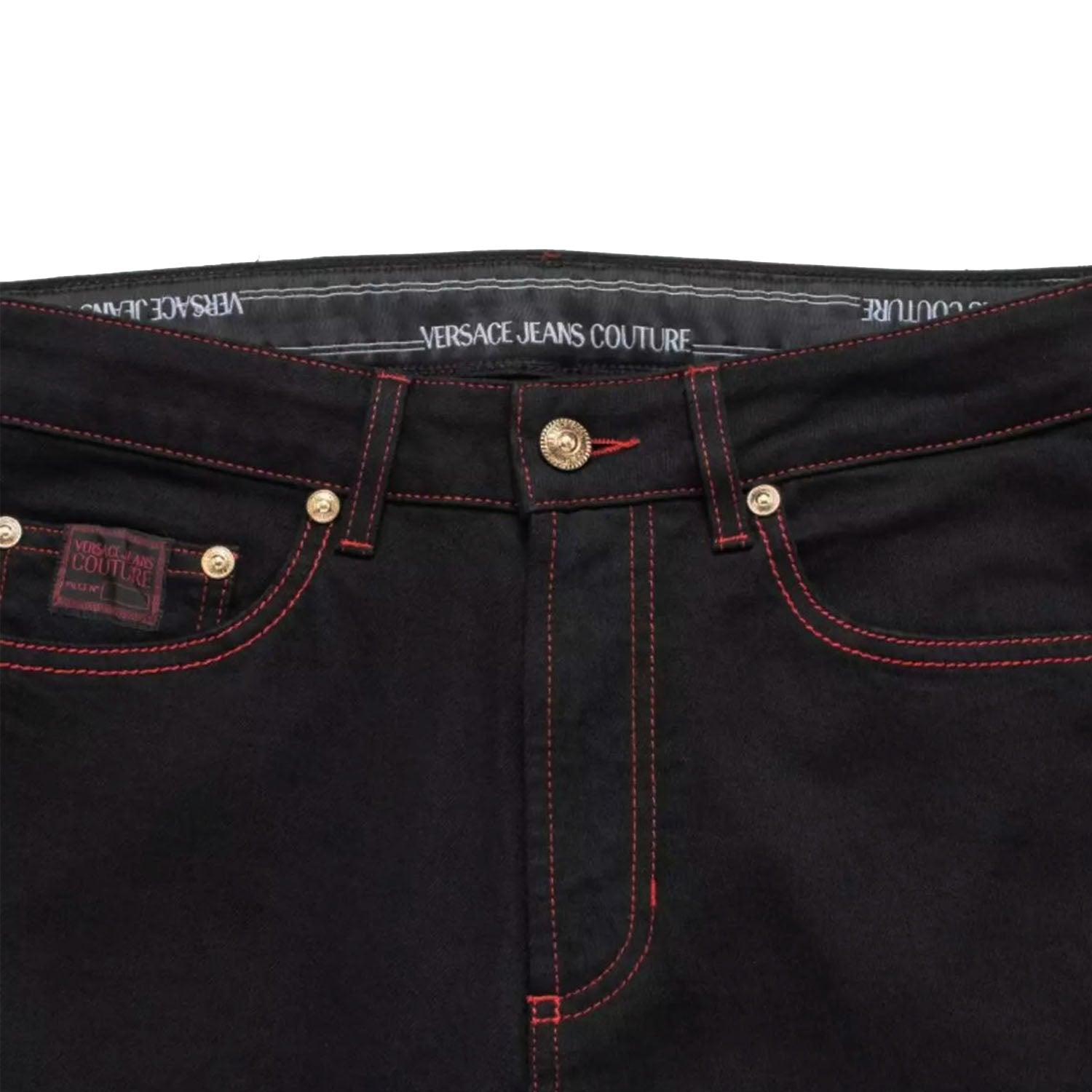 Versace Jeans Couture Narrow Red Tape Stitch Jeans in Black for Men | Lyst  UK