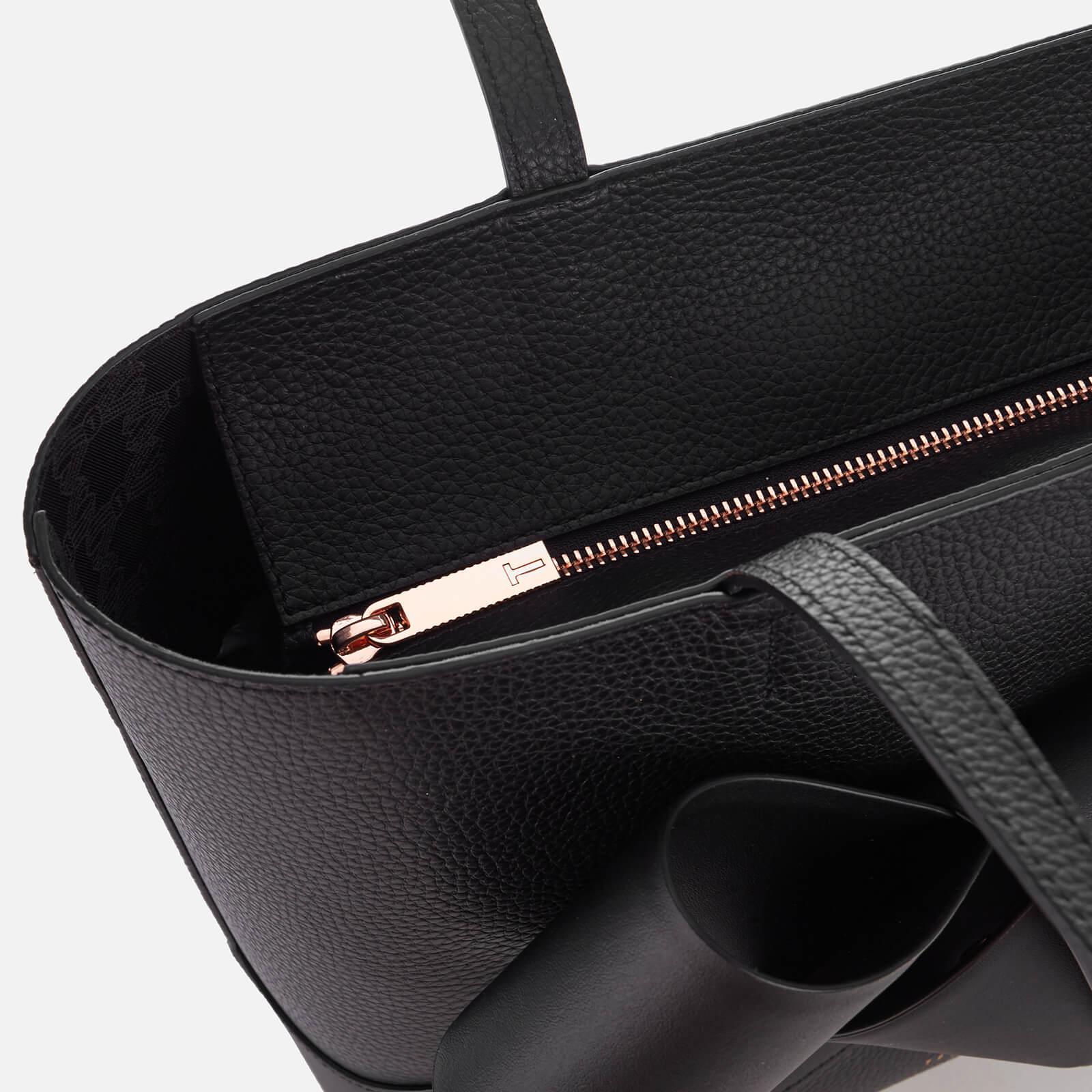 Ted Baker Allie Giant Knot Leather Shopper Tote Bag in Black