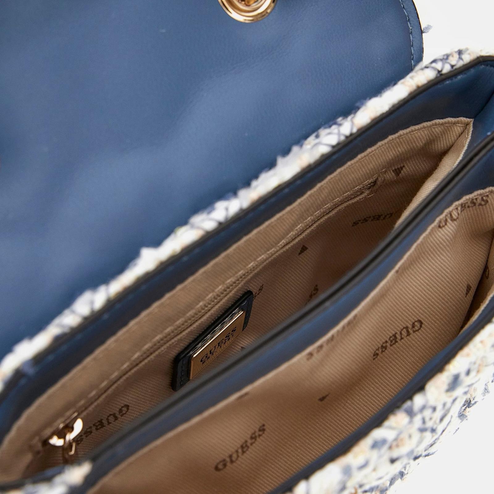 ショルダーバッグ・ポシェット Guess GULLY tweed chain mini flap bag HO1A3A39 Giully Tweed Mini Convertible Crossbody | GUESS