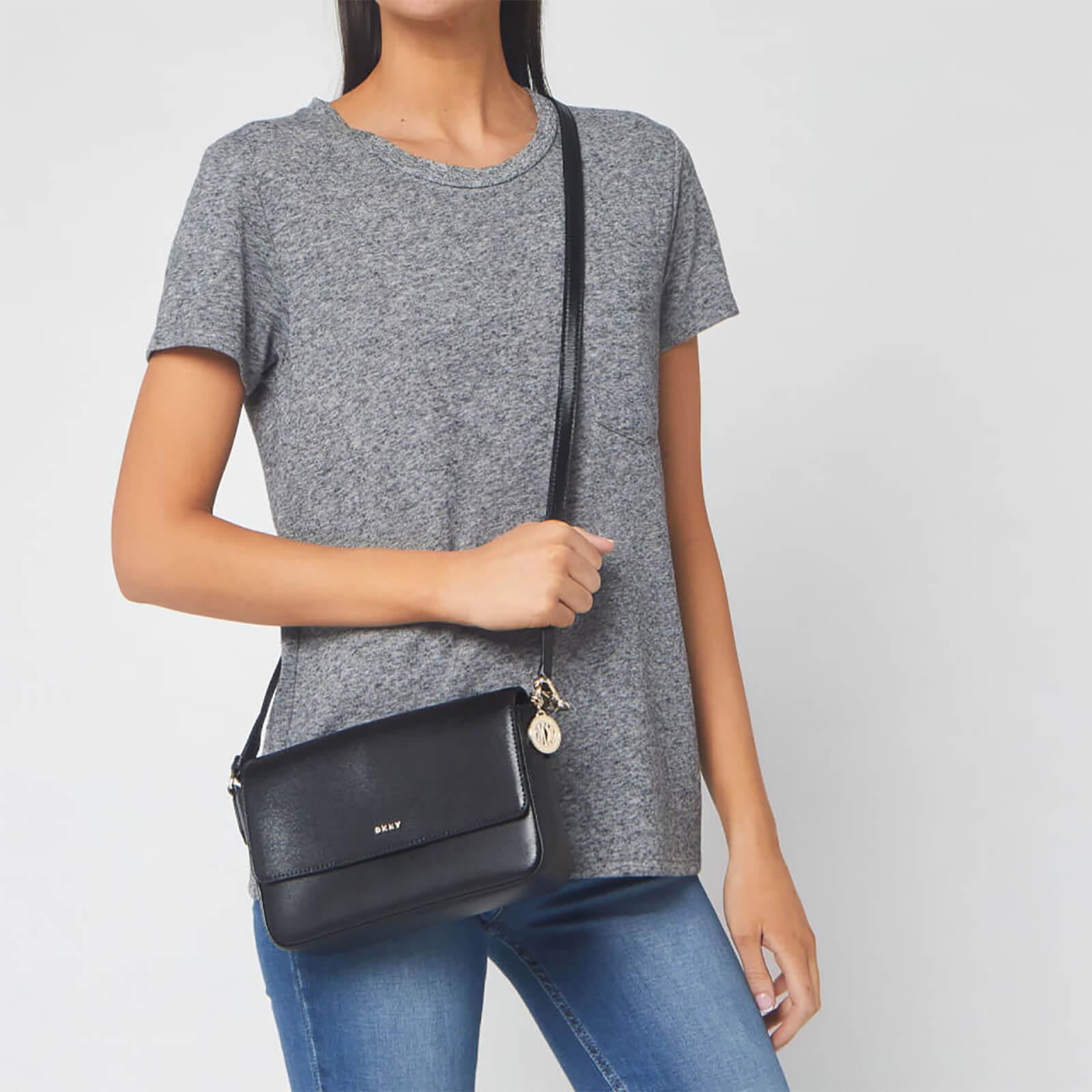 DKNY Bryant Leather Medium Flap Cross Body Bag in Black - Save 18% | Lyst