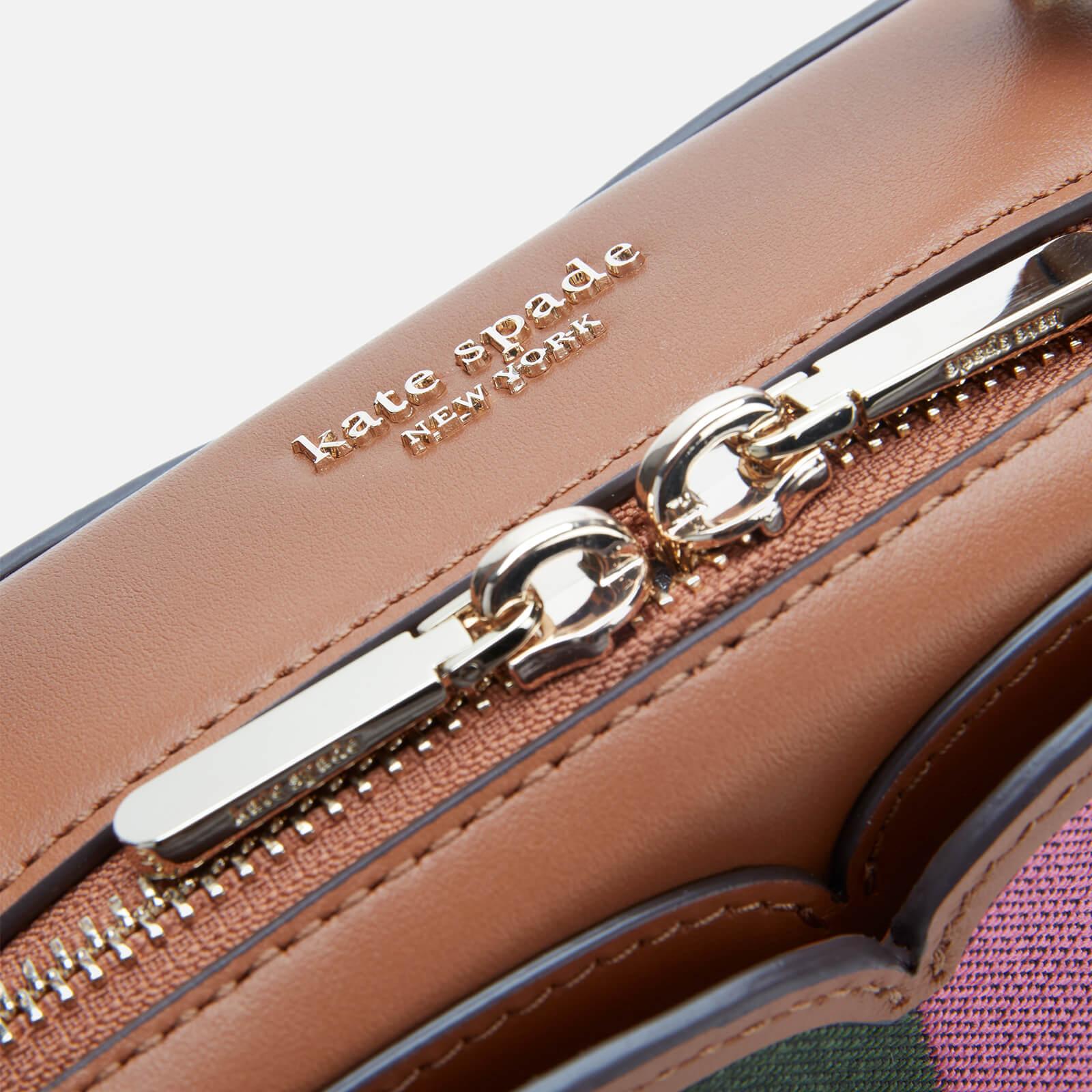 Kate Spade Leather Vanity Spade Flower Jacquard Stripe Mini Top Handle