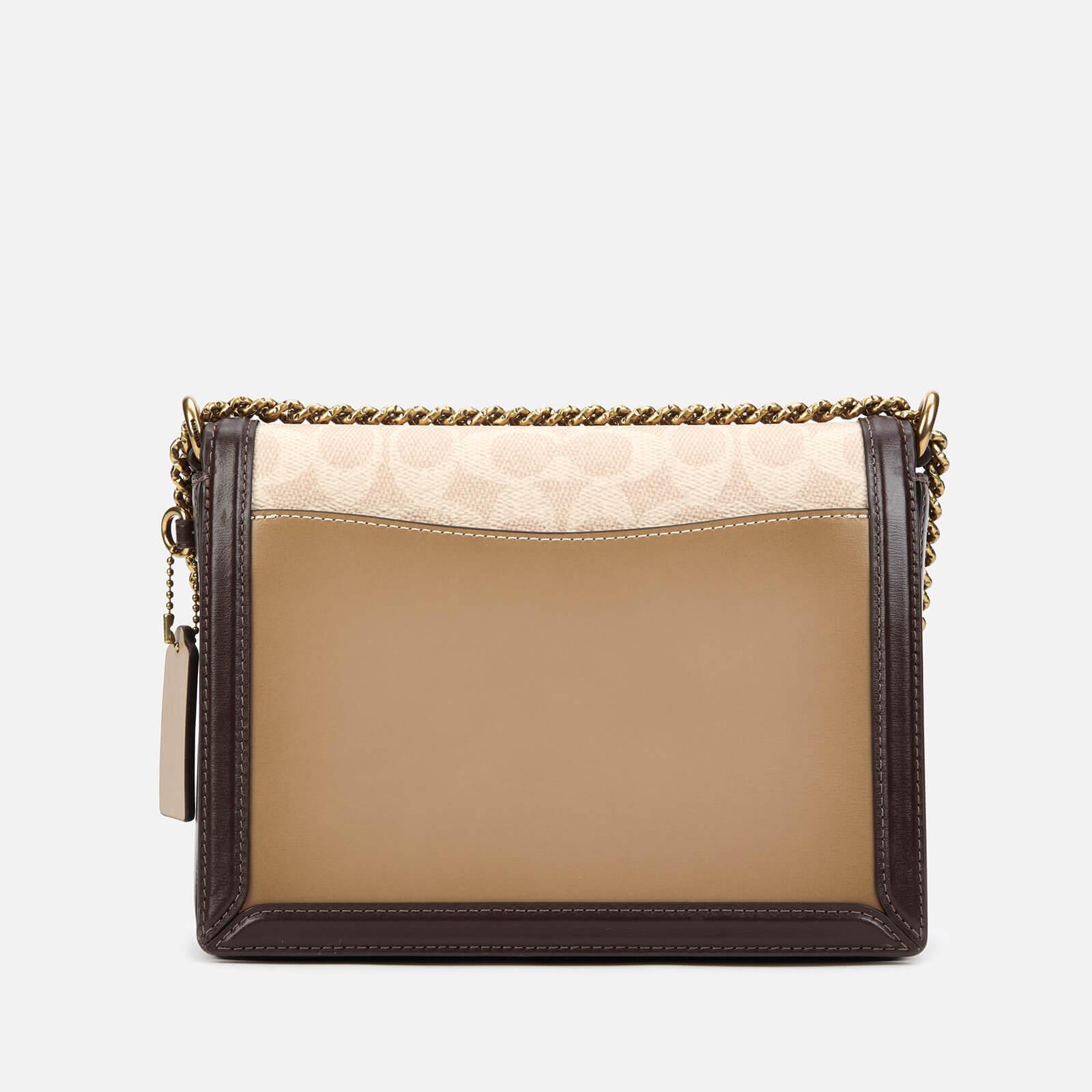 COACH Coated Canvas Signature Block Hutton Shoulder Bag Tan Sand in Brown Save 8 Lyst